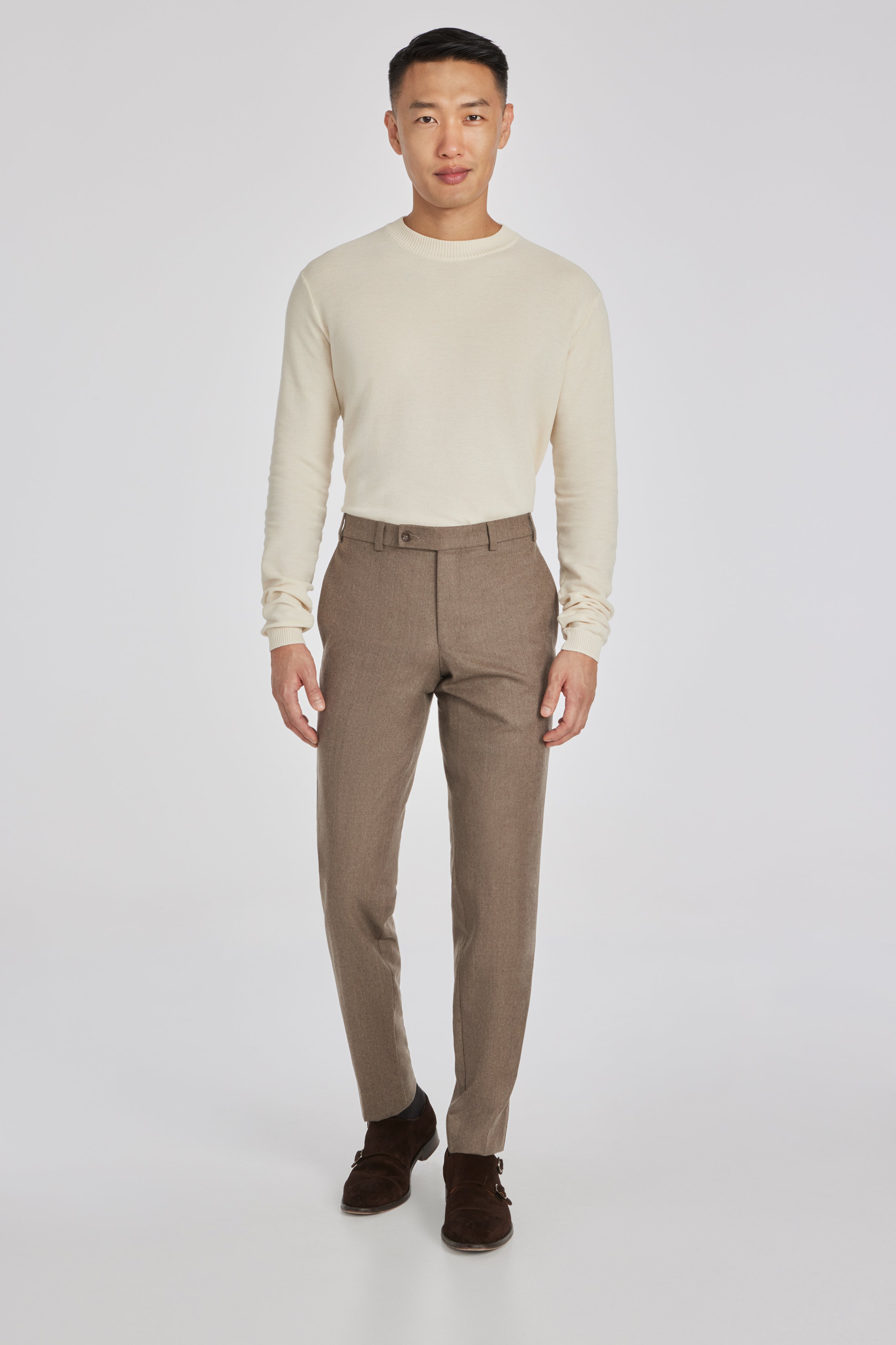 Pablo Tan Wool Super 120's Flannel Trouser