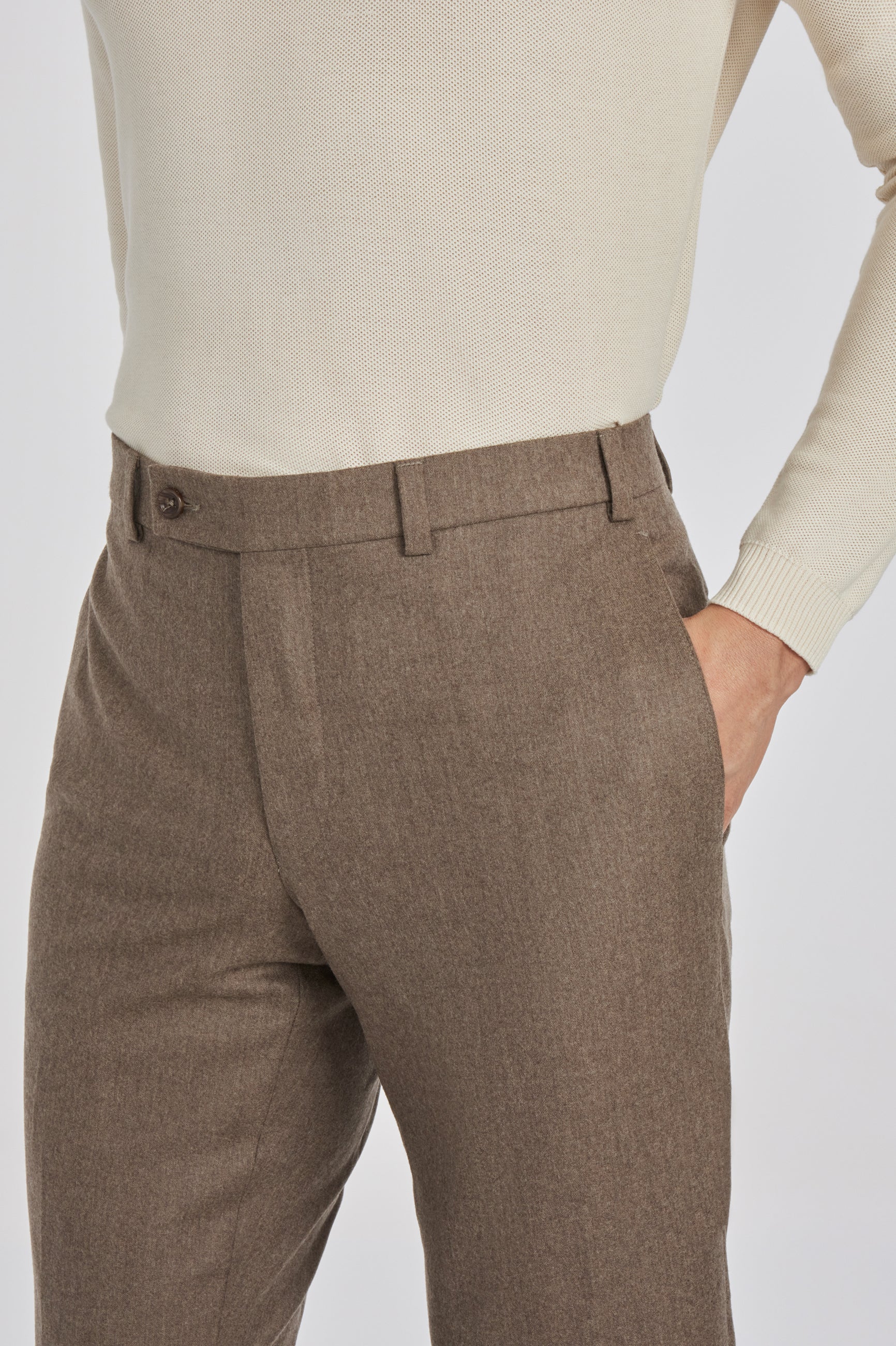 Pablo Tan Wool Super 120's Flannel Trouser