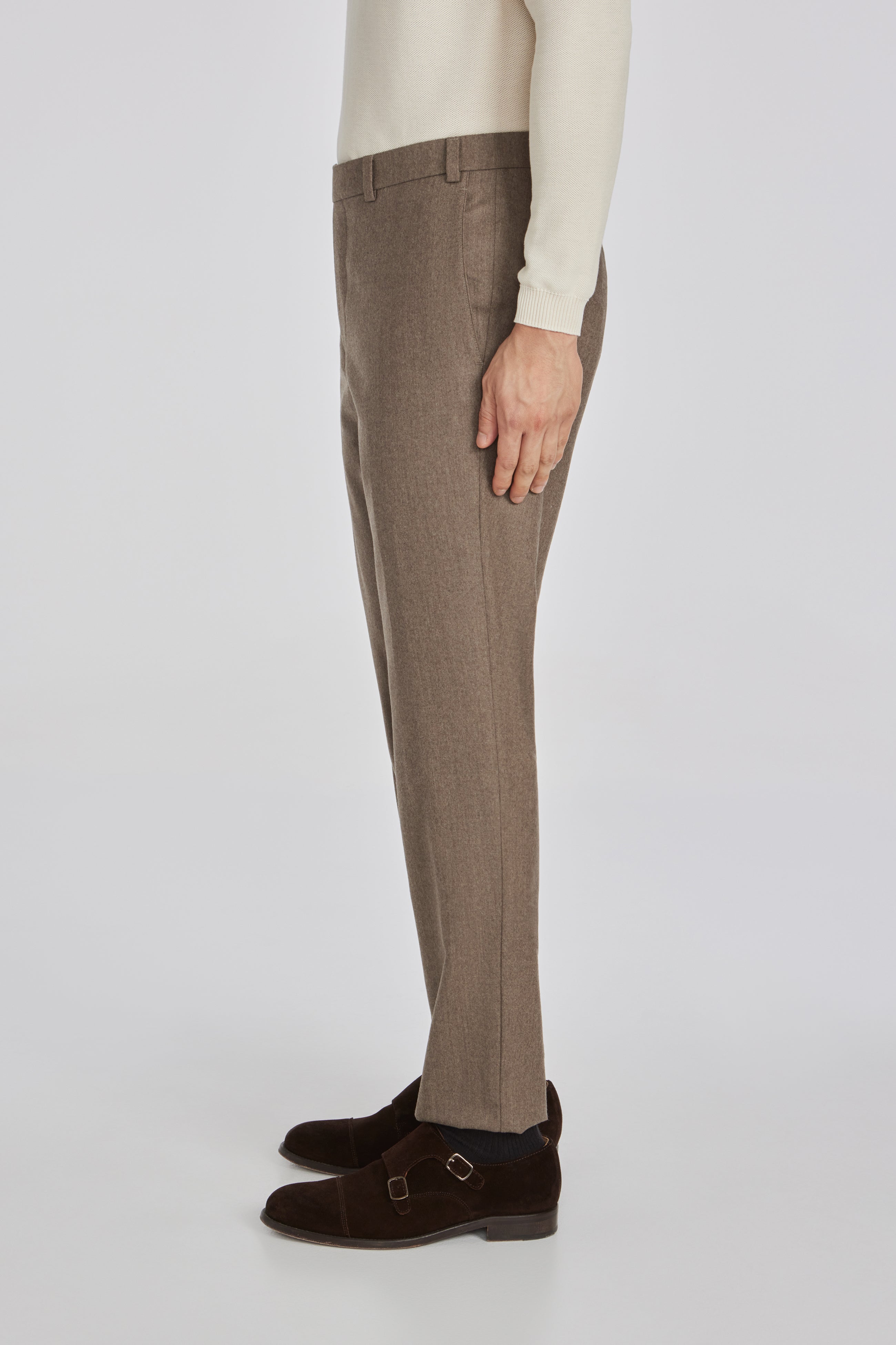 Alt view 3 Pablo Wool Super 120's Flannel Trouser in Tan