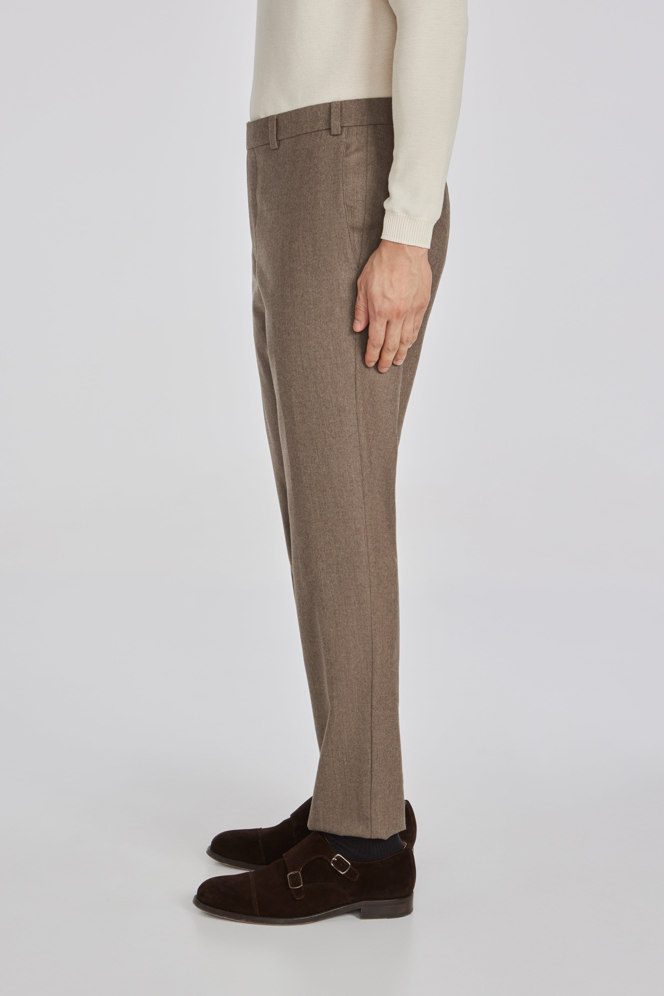 Pablo Tan Wool Super 120's Flannel Trouser