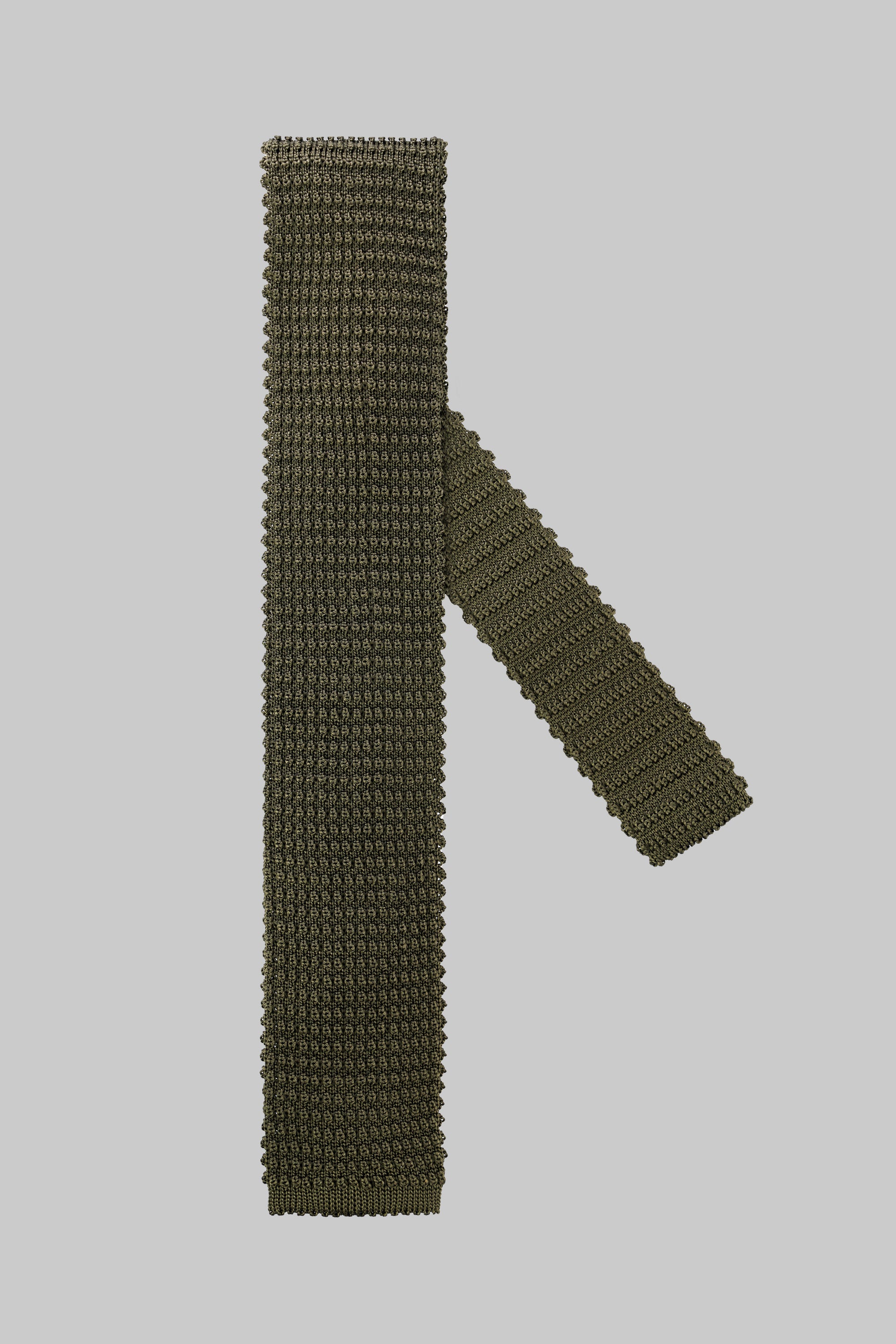 Image of Hudson Silk Knitted Tie in Olive-Jack Victor