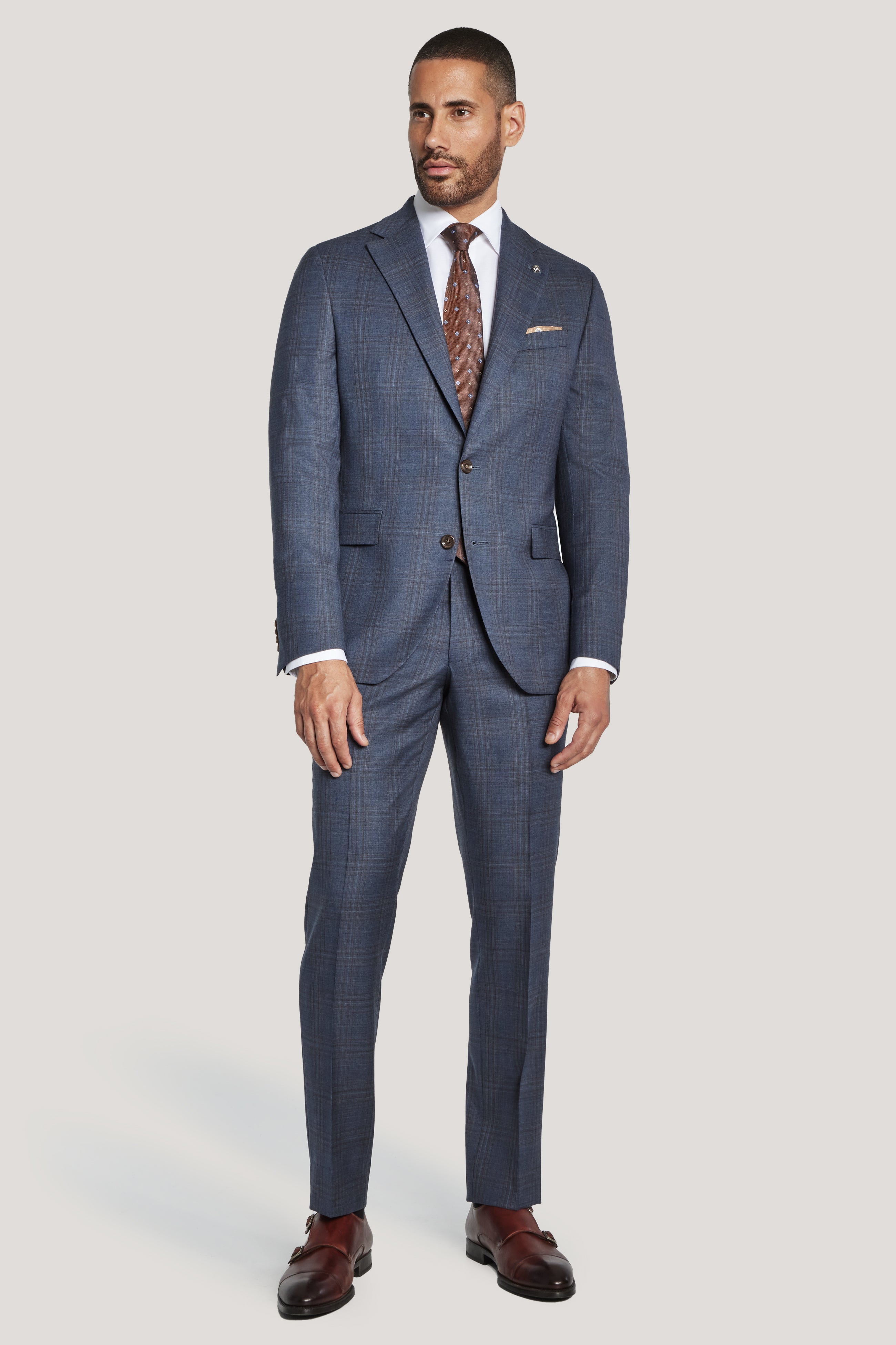 Alt view 1 Mid Blue Windowpane Suit