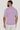 Man wearing a lilac short-sleeve polo shirt with a ribbed collar, viewed from the back.