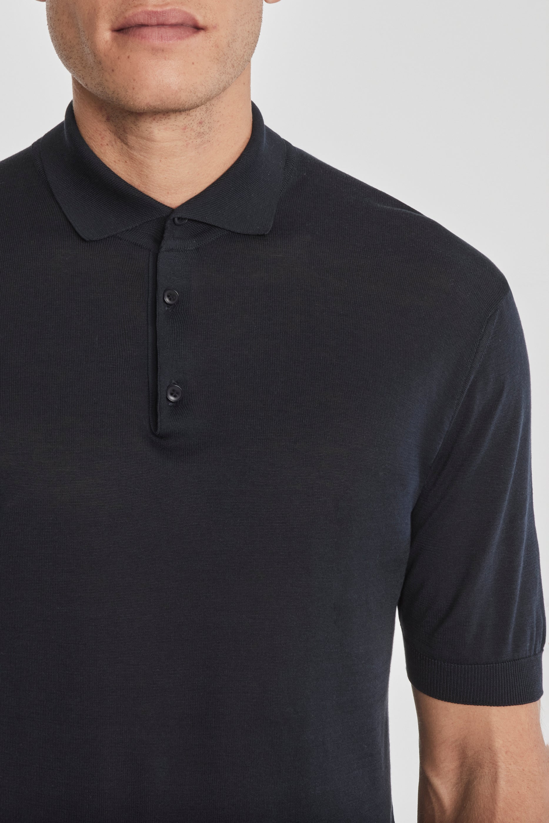 Alt view 1 SetiCo Cotton and Silk Knit Polo in Midnight