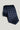 Dark indigo tie with light blue geometric square and cross pattern throughout.