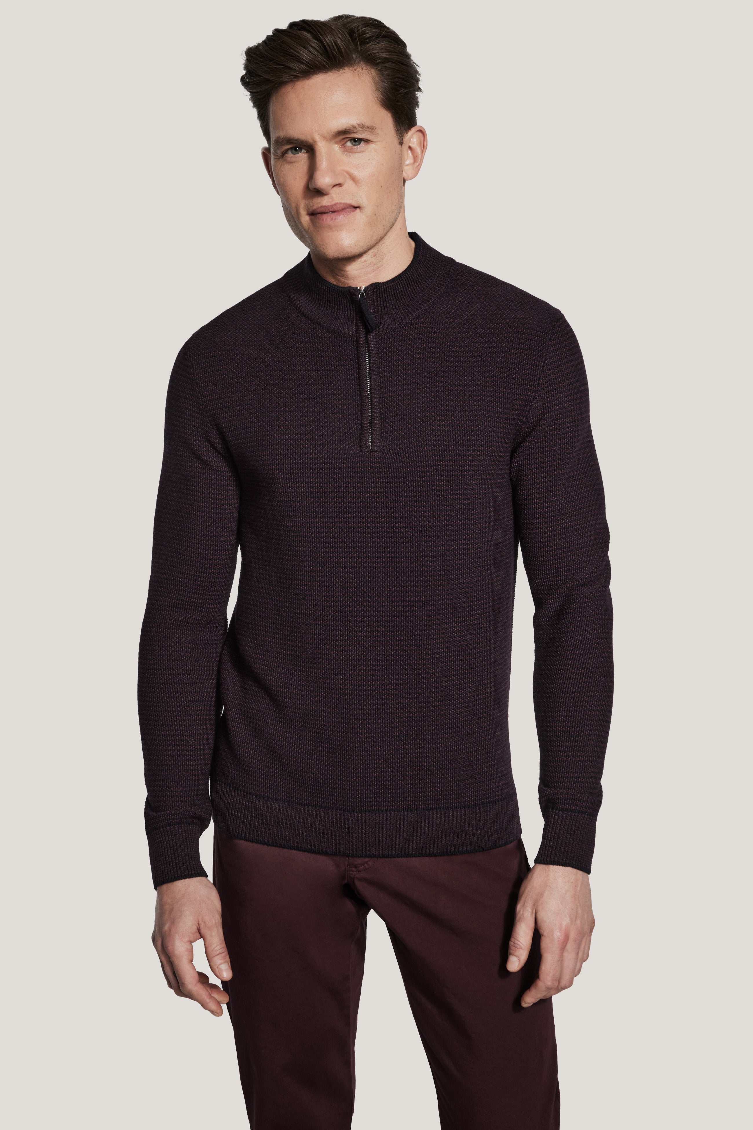 Alt view Wine Melange Quarter Zip Sweater