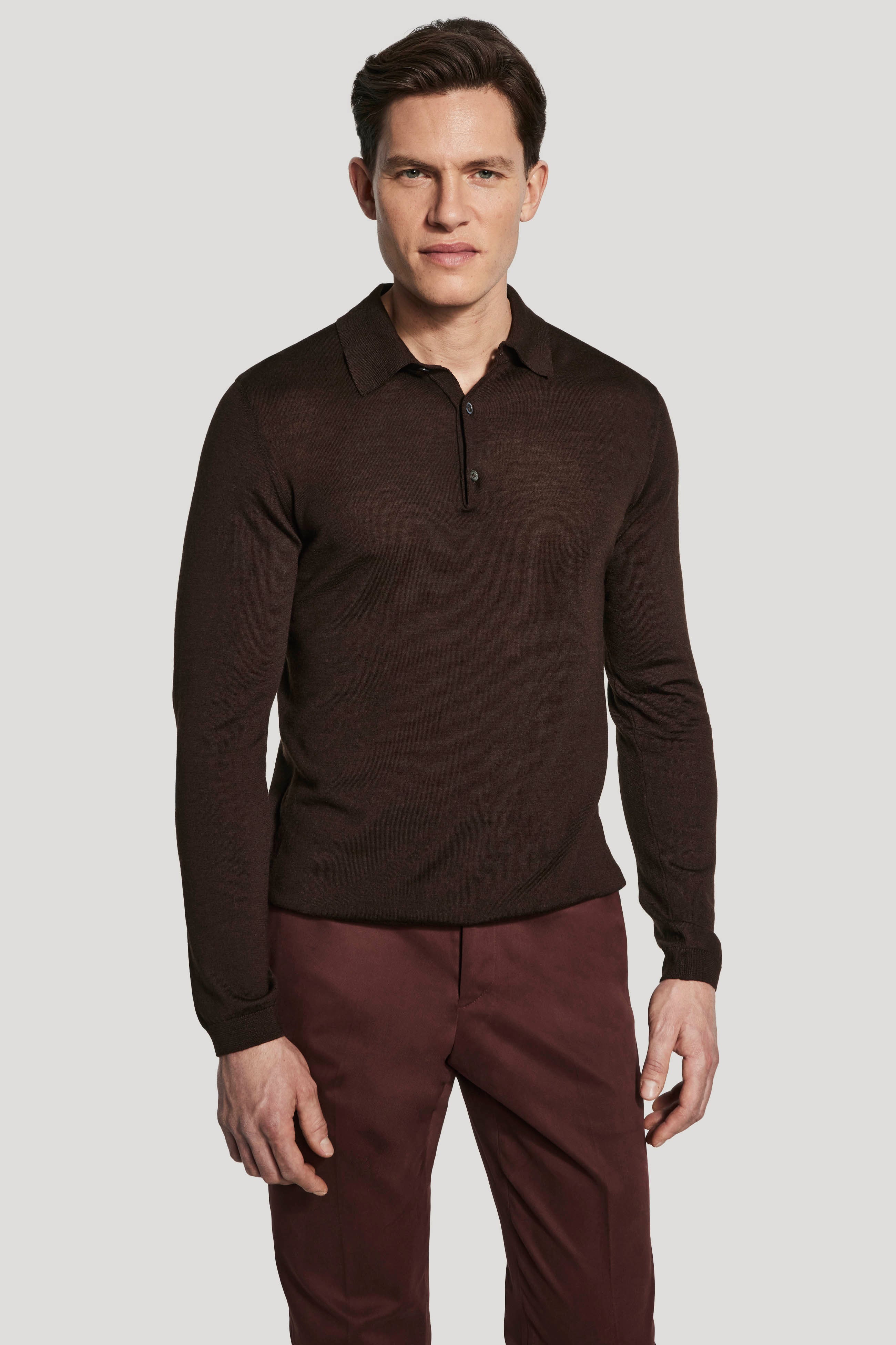 Alt view Brown Long Sleeve Polo