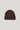 Dark brown ribbed knit beanie with a folded cuff displayed against a neutral background.