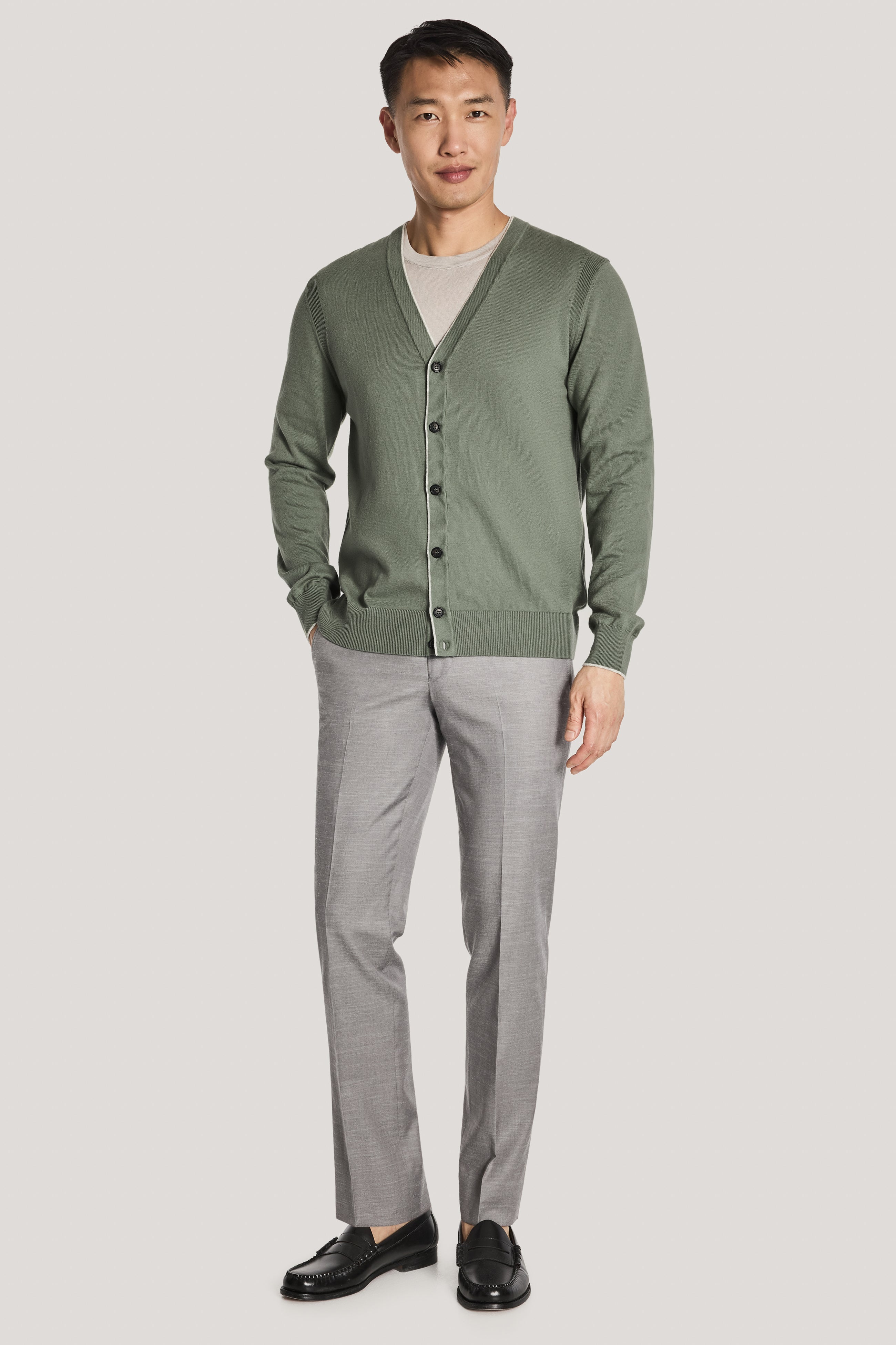 Charleston Sage Cardigan - Cotton and Cashmere | Jack Victor