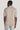 Sand-colored button sweater with short sleeves and ribbed collar, shown from back view.
