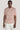Men's polo shirt with red and cream horizontal stripes, collar, and button placket.