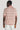 Men's polo shirt with horizontal stripes in coral and cream, short sleeves, and ribbed collar cuffs.