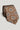 Caramel brown tie with blue and cream geometric circular medallion pattern throughout.
