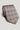 Blue tie with tan and cream geometric print featuring circular and diamond motifs throughout.
