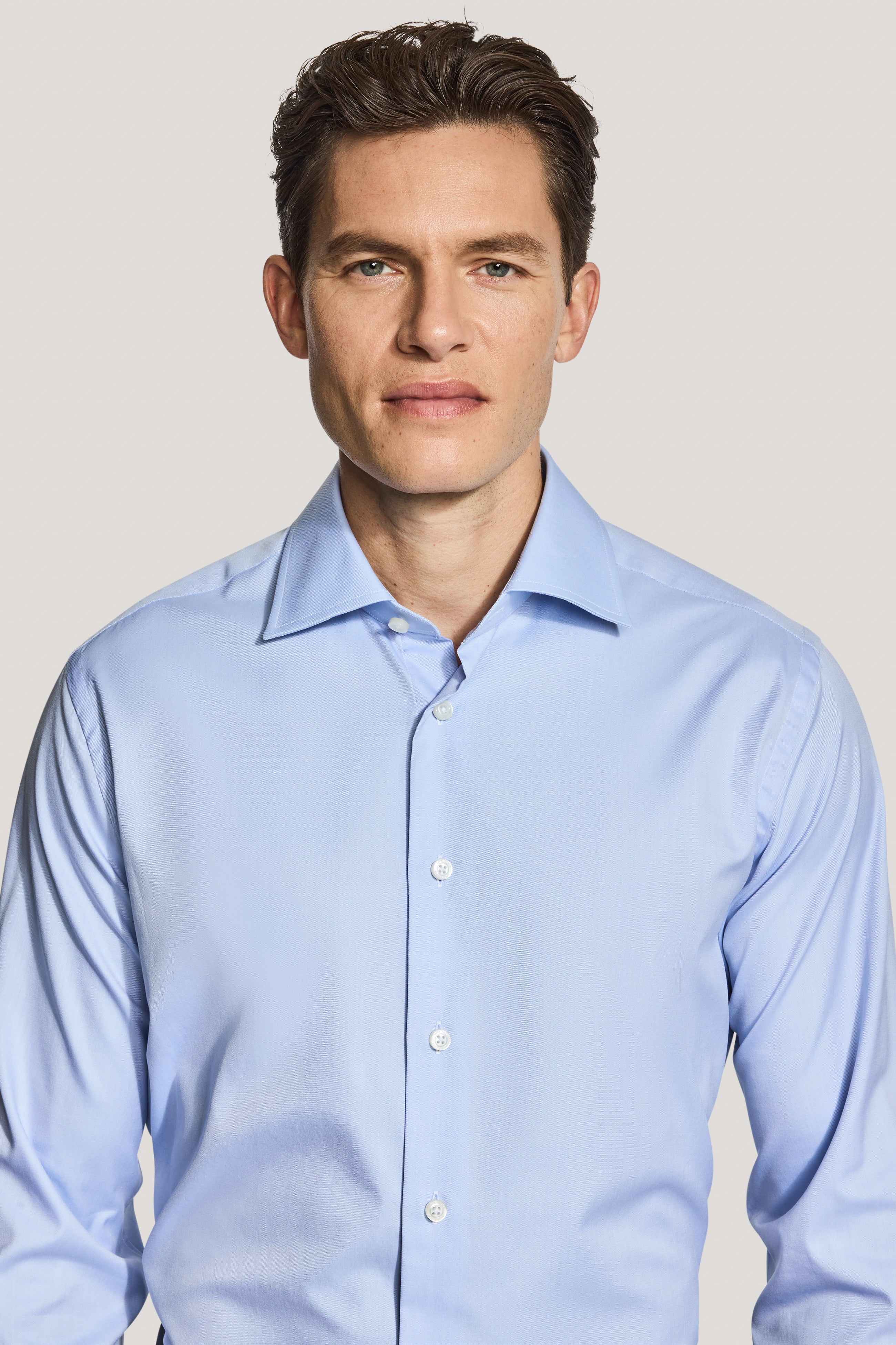 light blue stretch dress shirt Hi-Tie Dress Shirt Sky Blue Stretch Men's Long Sleeve Shirt, S