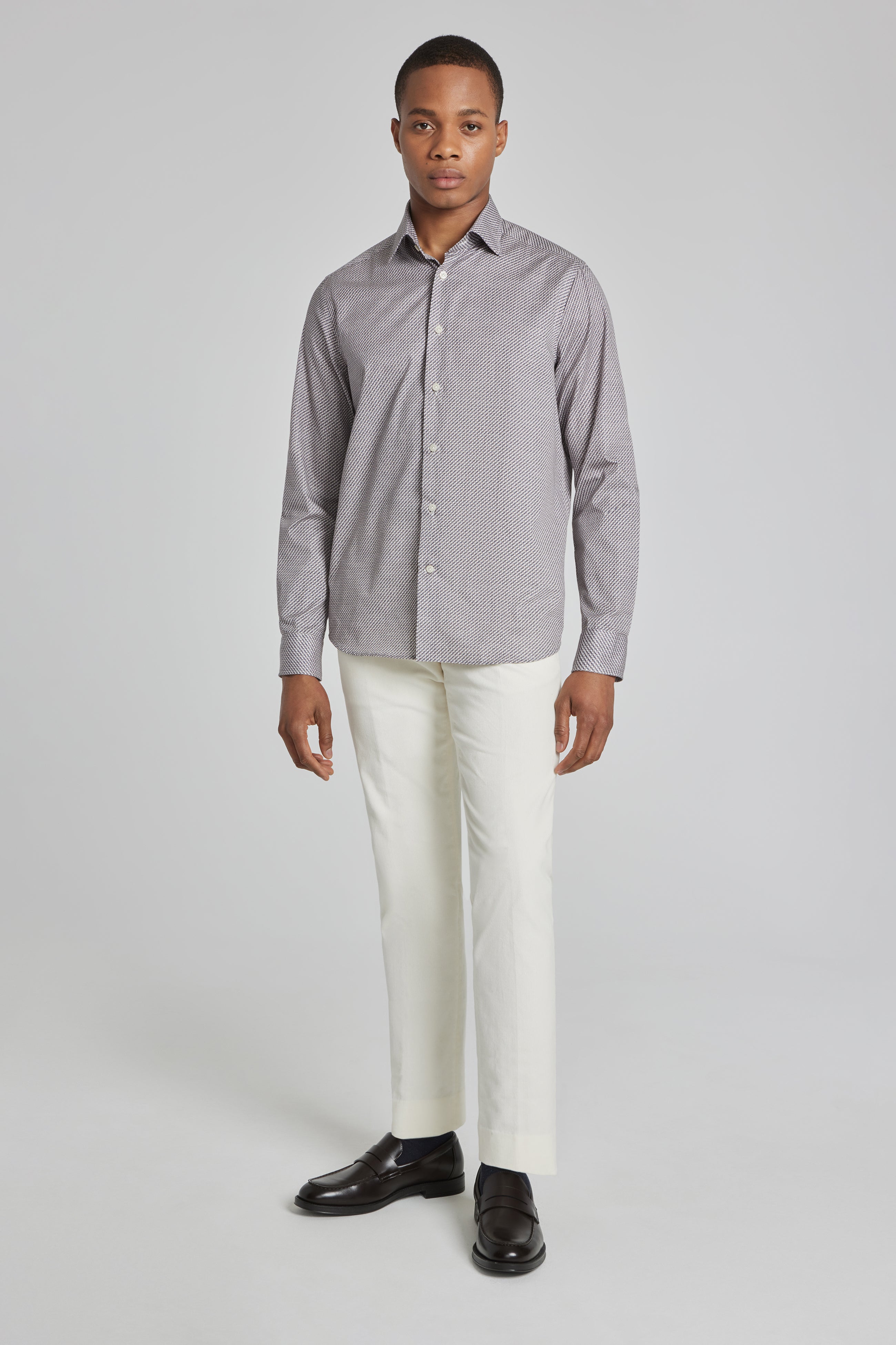 Landsdowne Tan Geometric Print Cotton Shirt