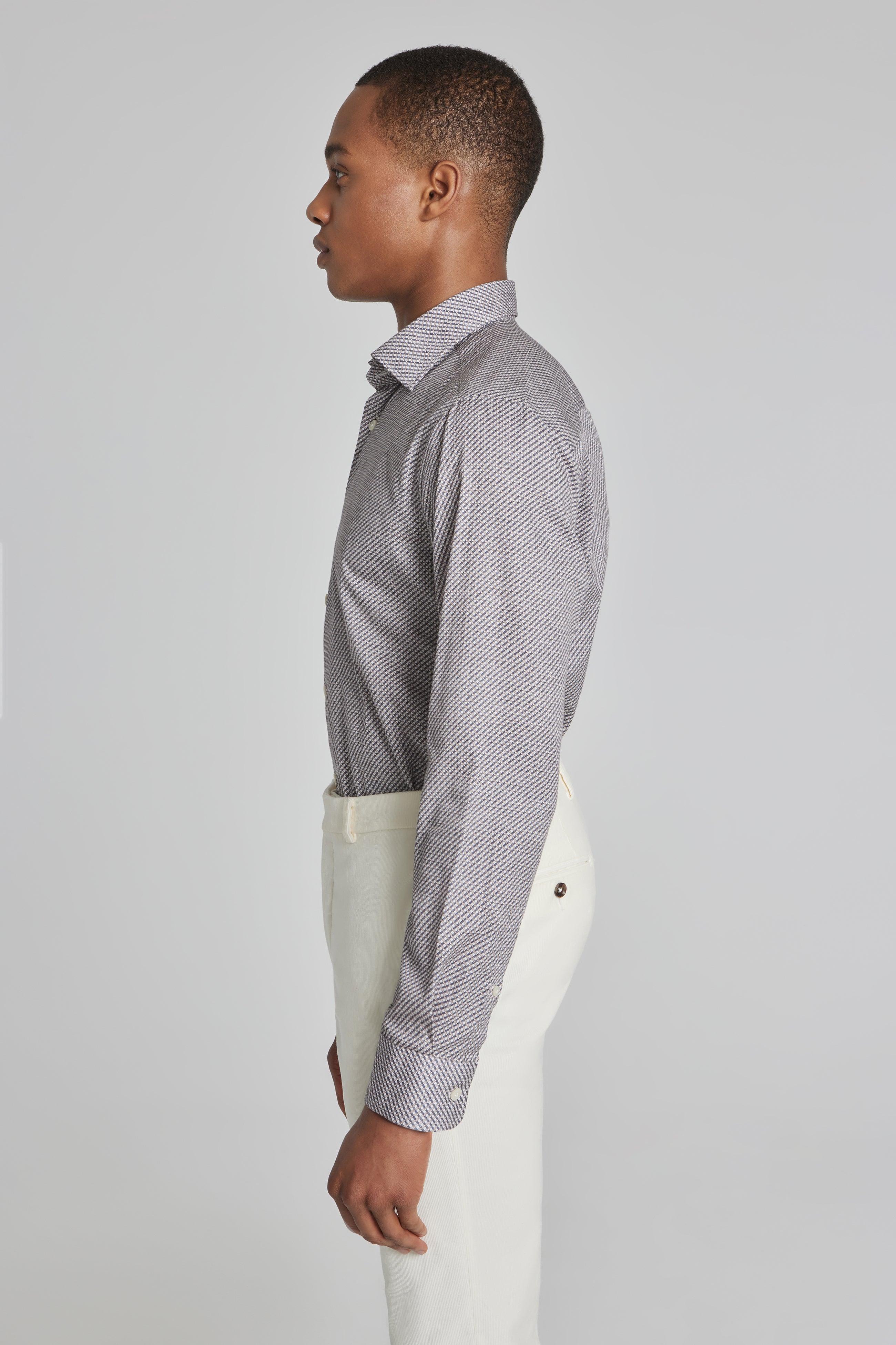 Landsdowne Tan Geometric Print Cotton Shirt