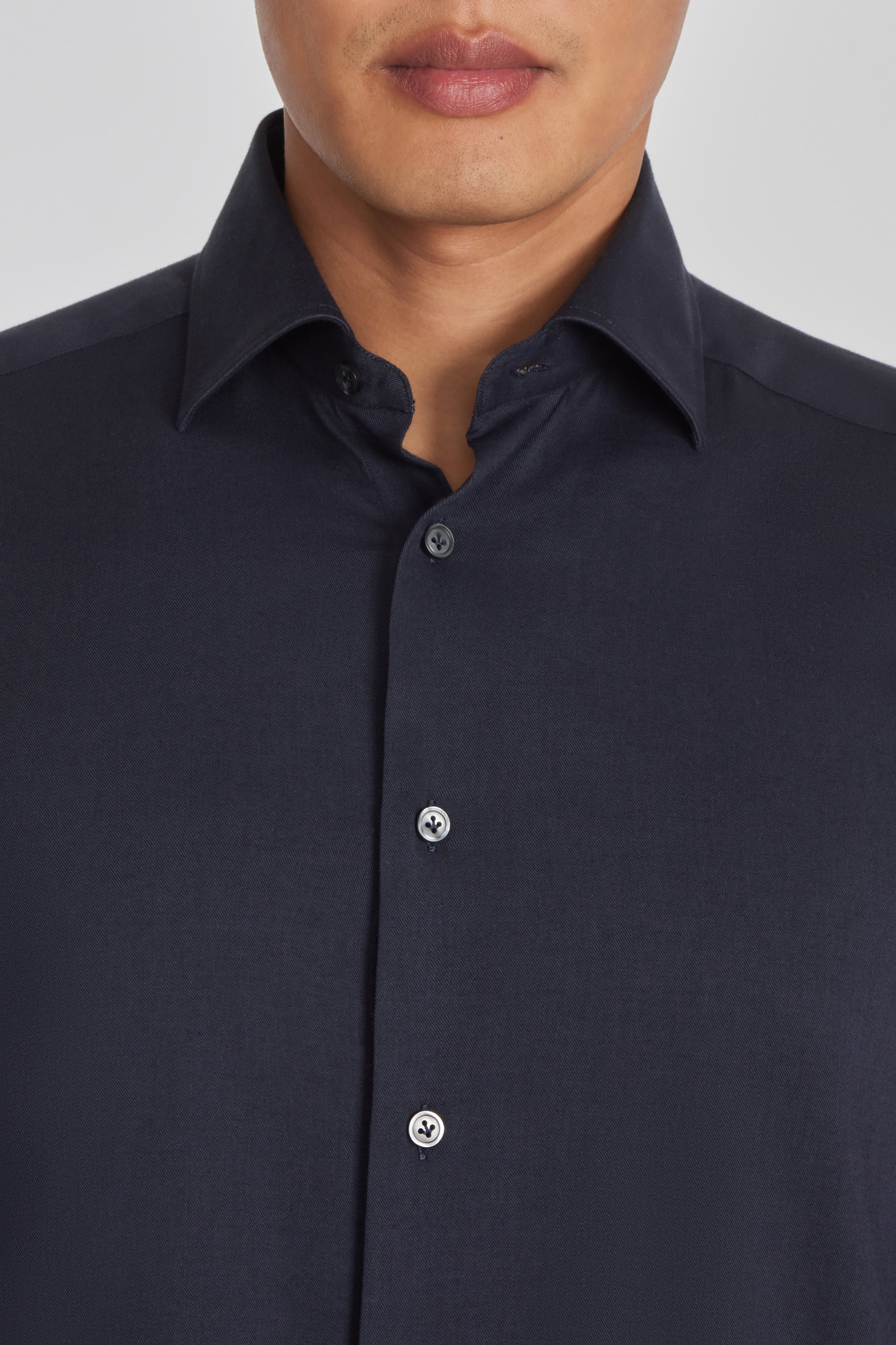 Aurelio Navy Cotton, Viscose and Silk Shirt