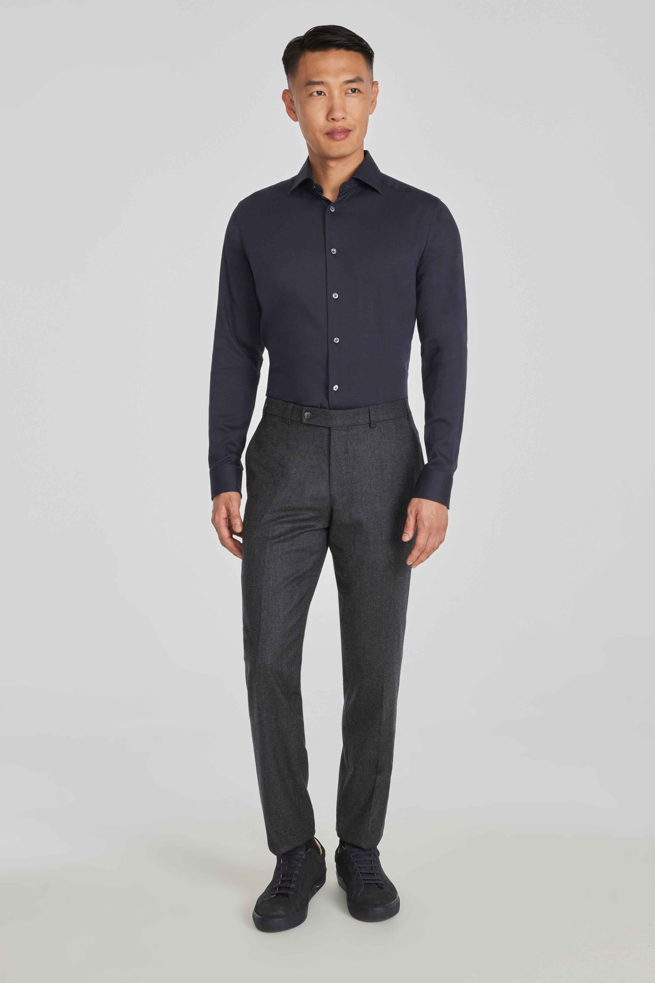 Aurelio Navy Cotton, Viscose and Silk Shirt