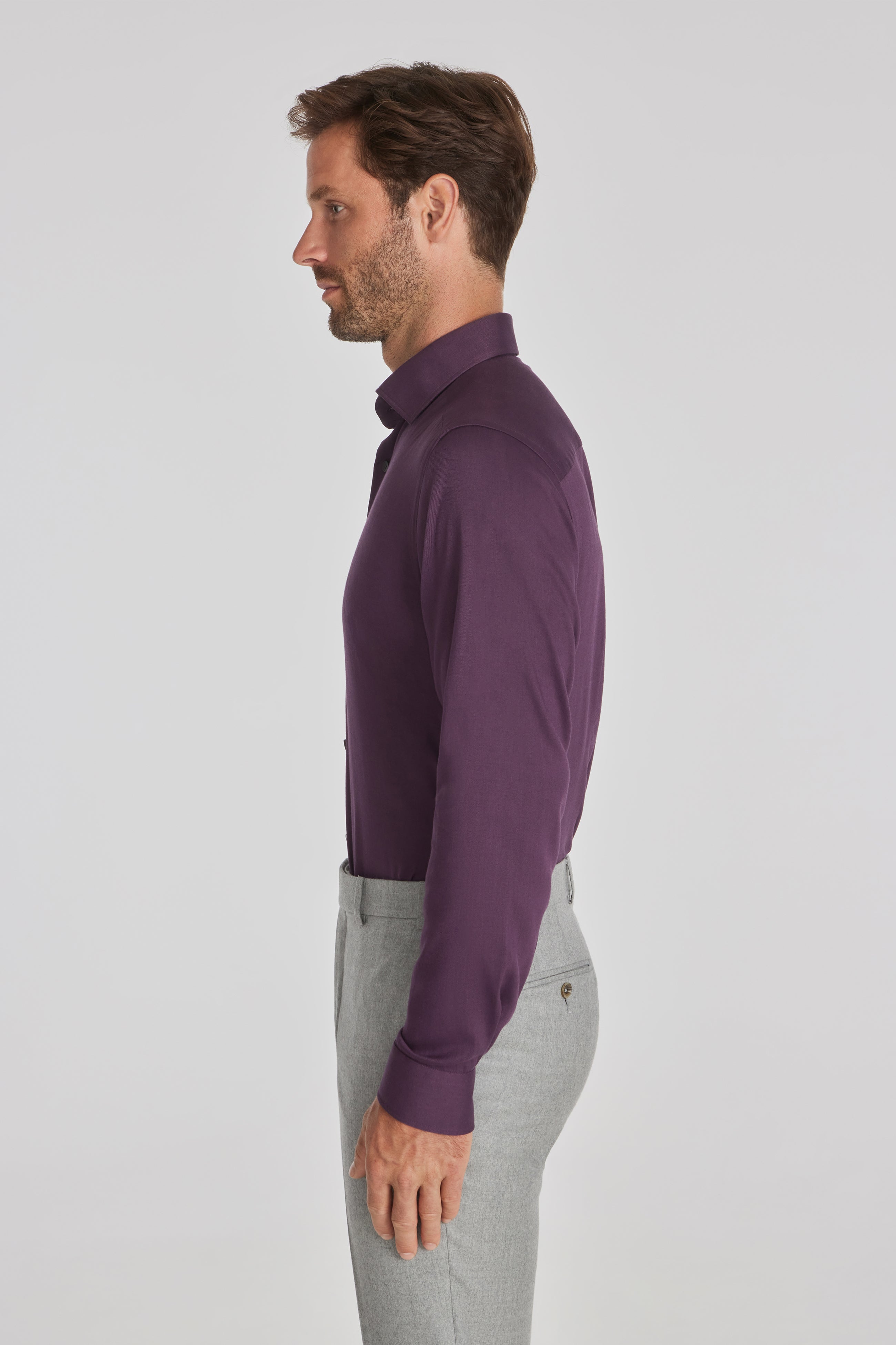 Aurelio Plum Cotton, Viscose and Silk Shirt
