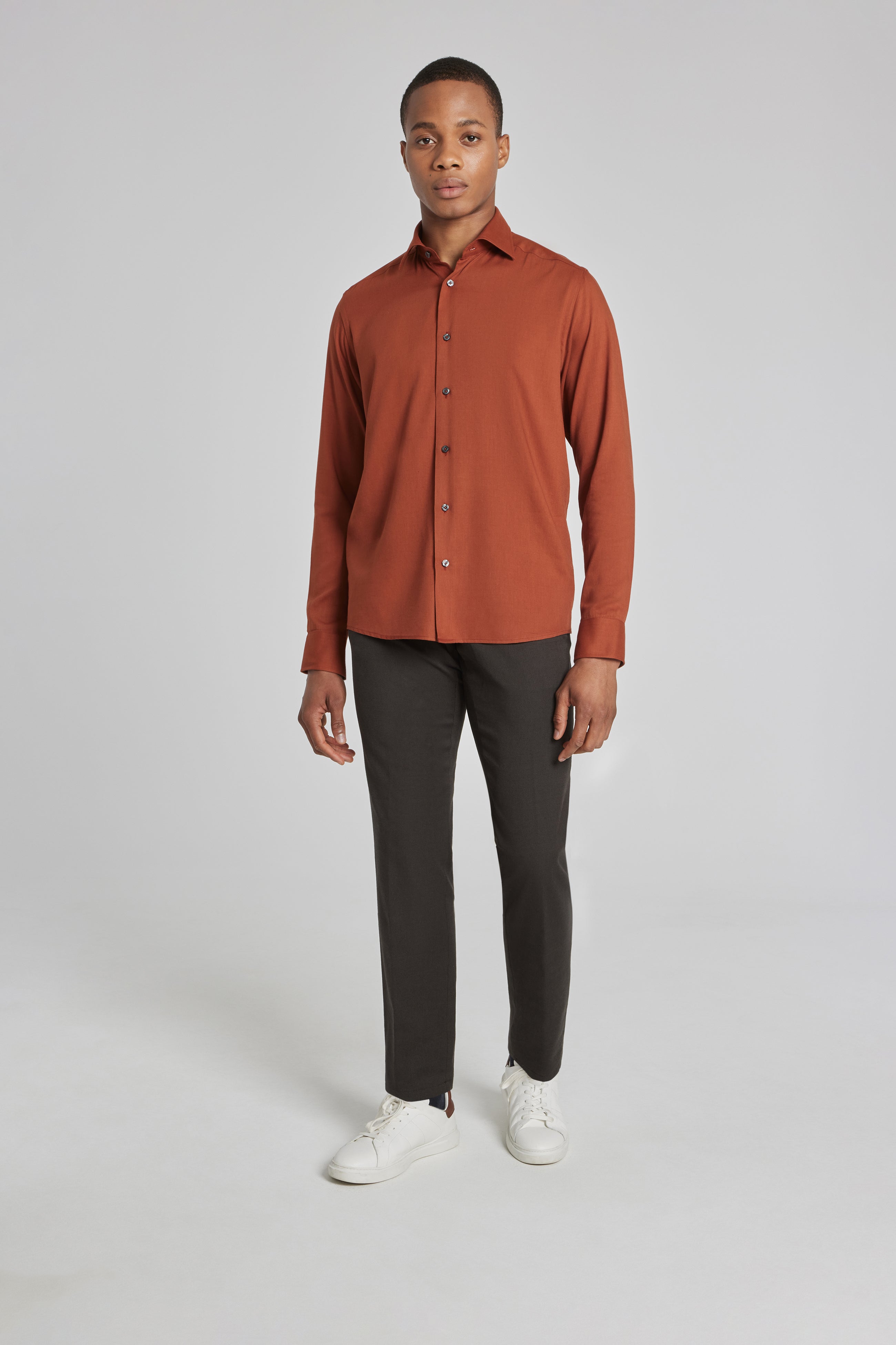 Aurelio Terracotta Cotton, Viscose and Silk Shirt