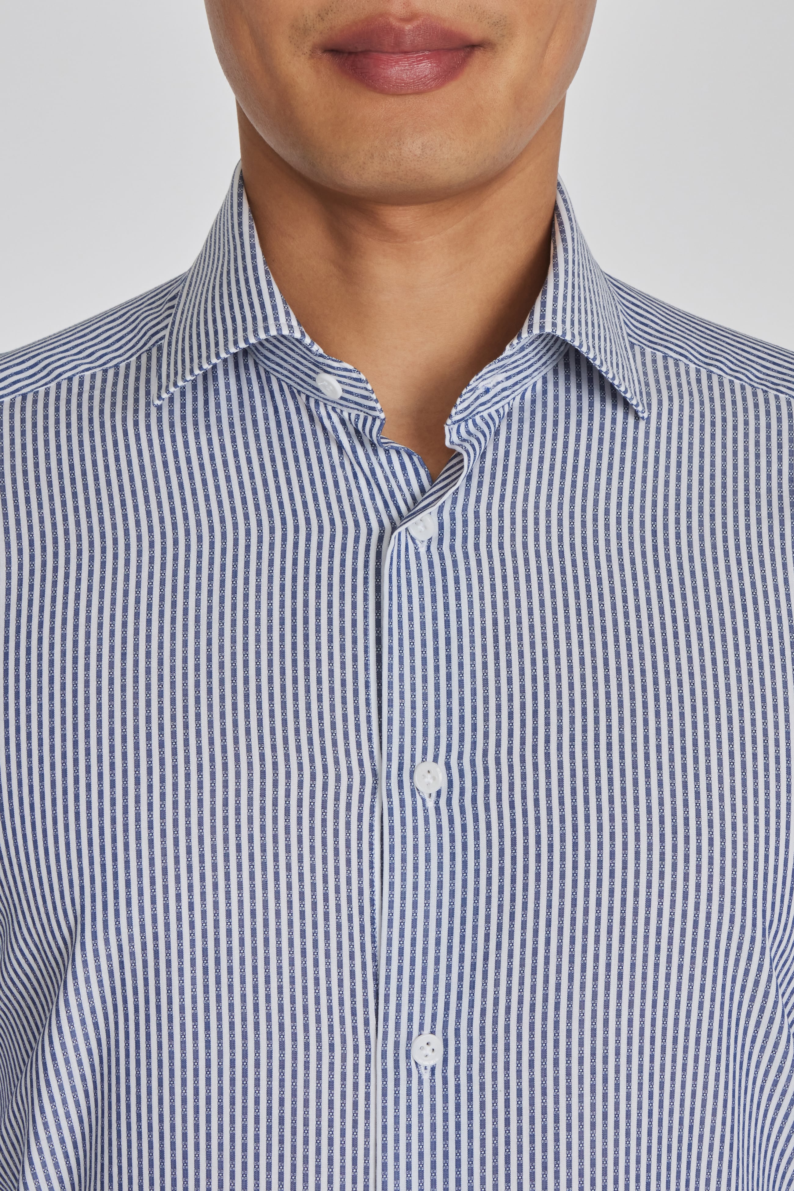 Arron Navy Cotton Striped Shirt