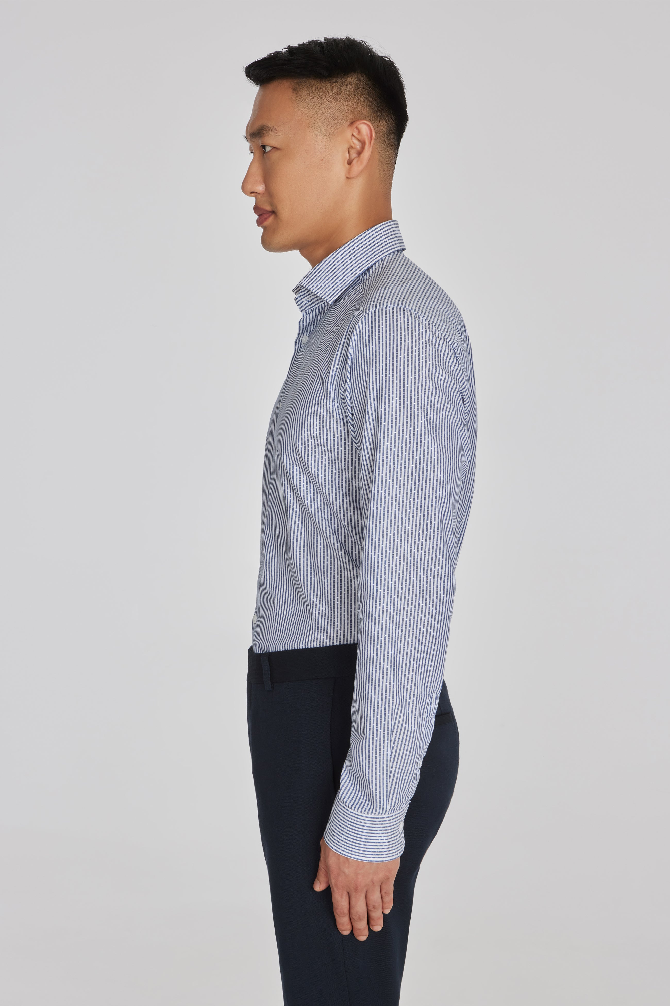 Alt view 3 Striped Cotton Shirt in Navy