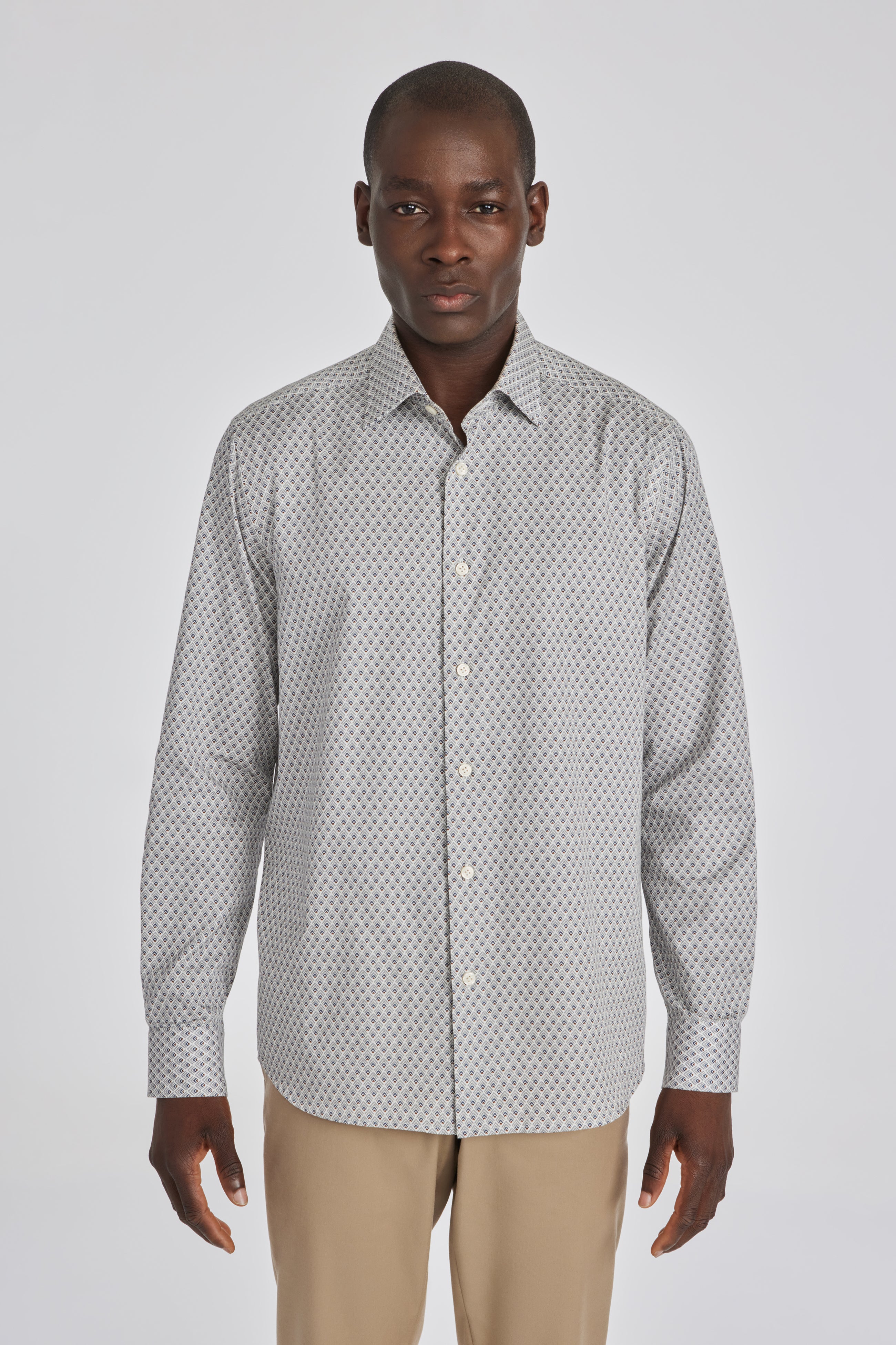 Adam Purple Geometric Print Cotton Shirt