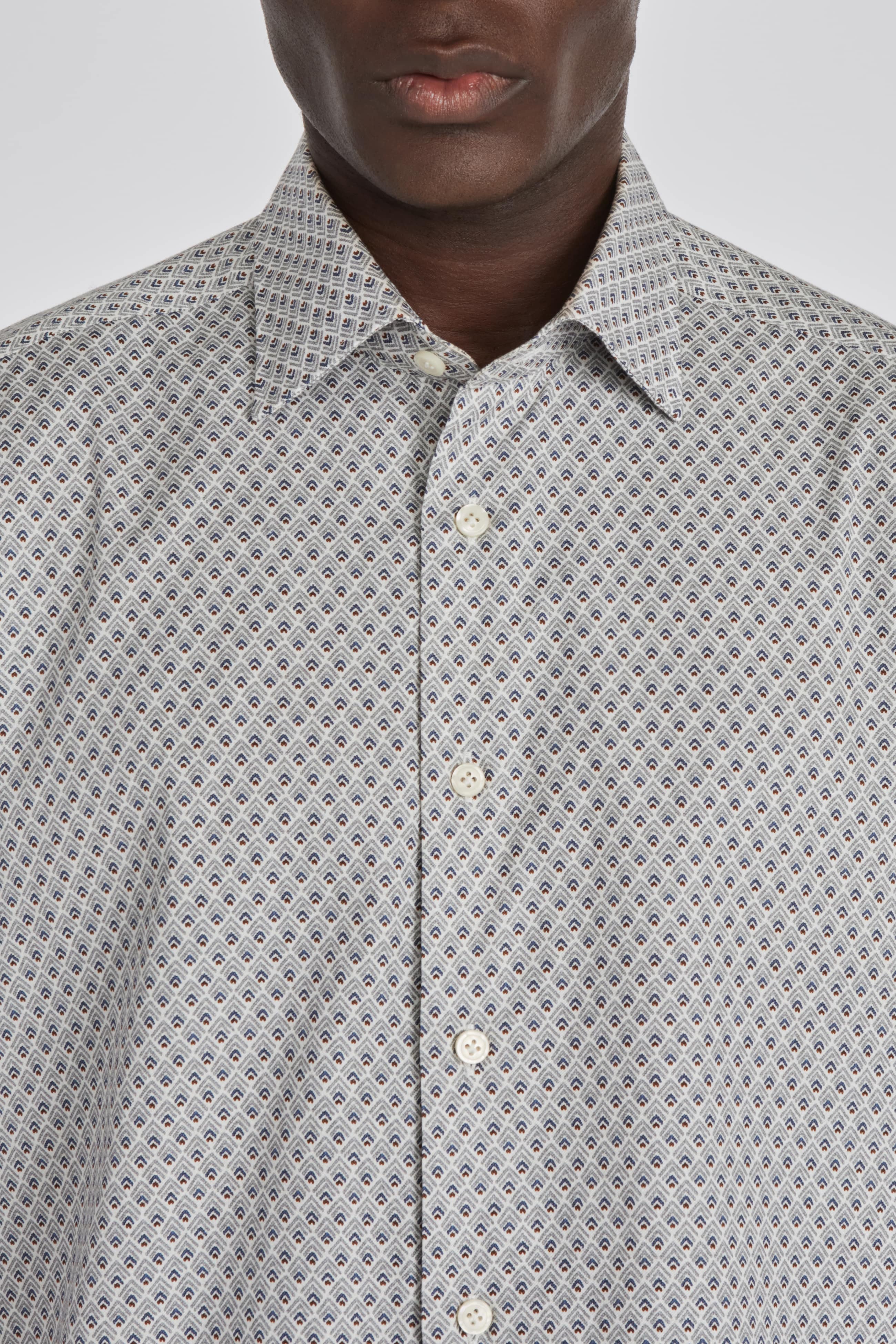 Adam Purple Geometric Print Cotton Shirt