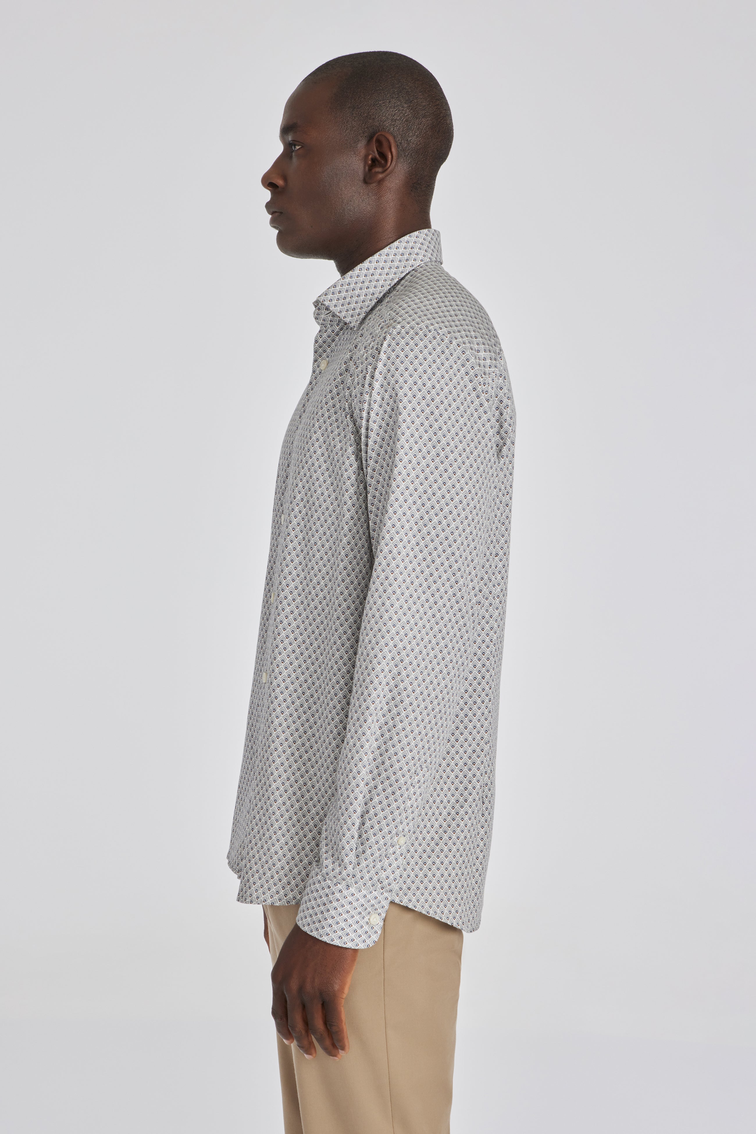 Adam Purple Geometric Print Cotton Shirt