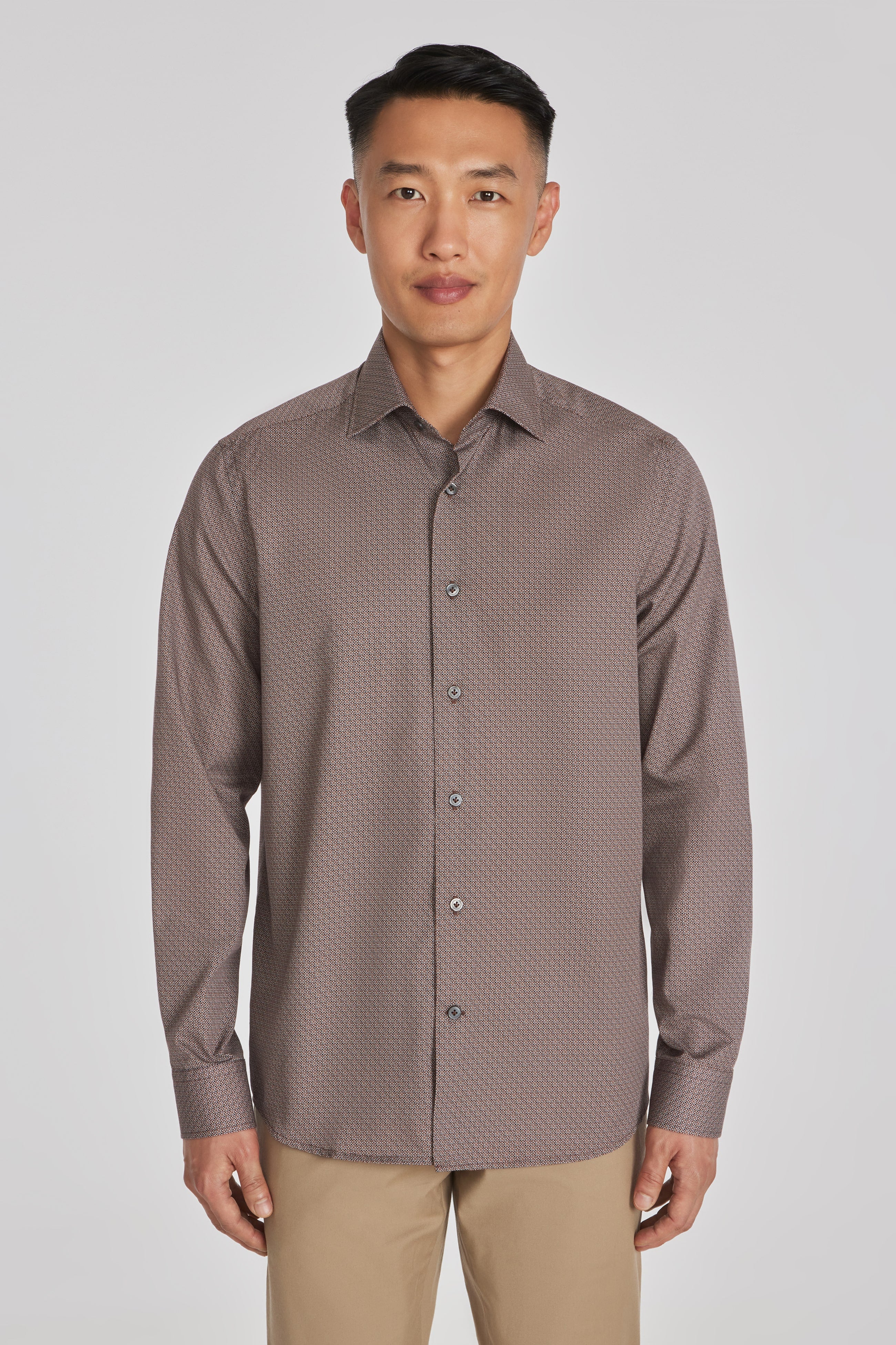 Alt view 2 Geometric Print Cotton Shirt in Brown