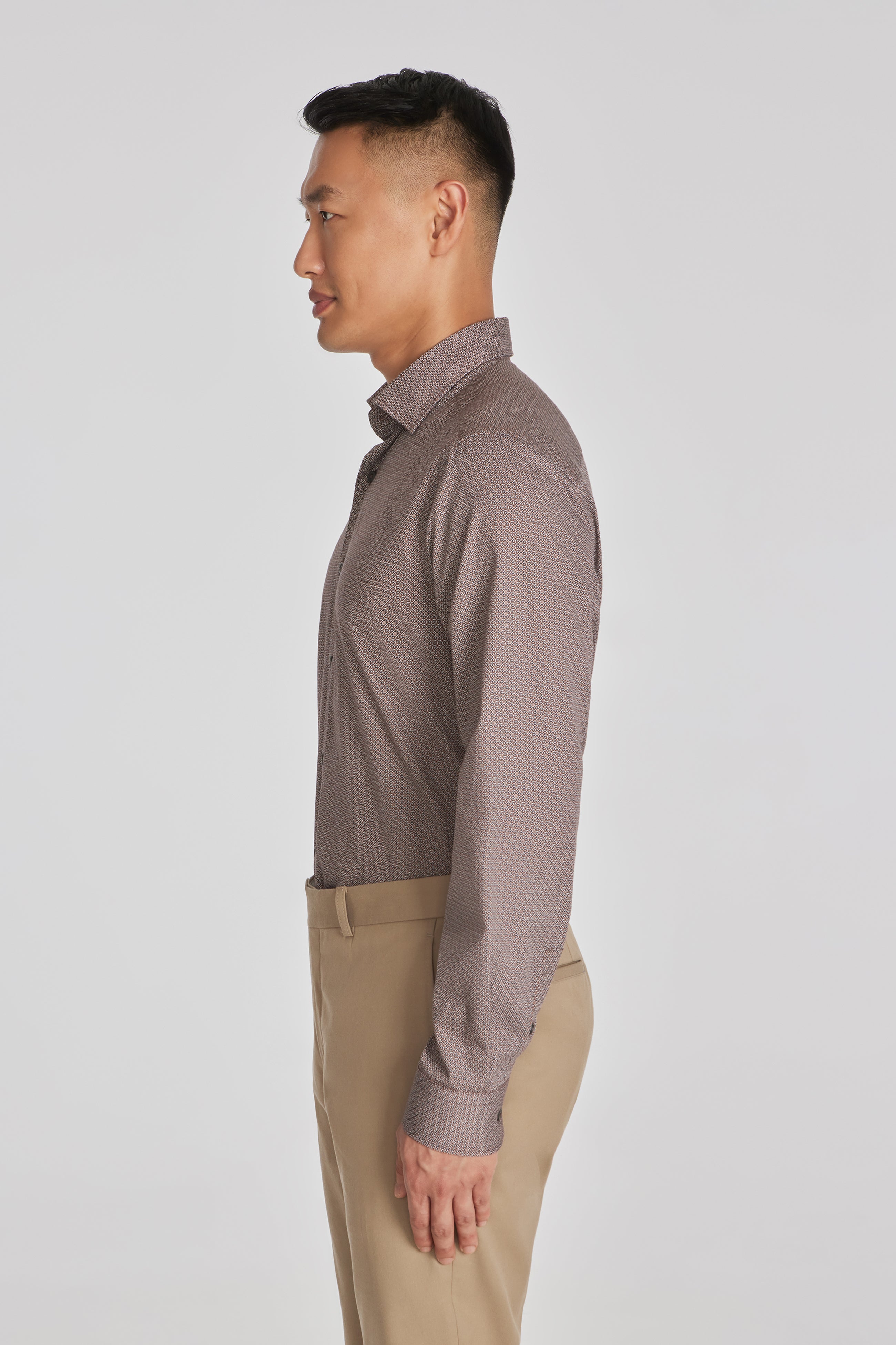 Alonzo Brown Geometric Print Cotton Shirt