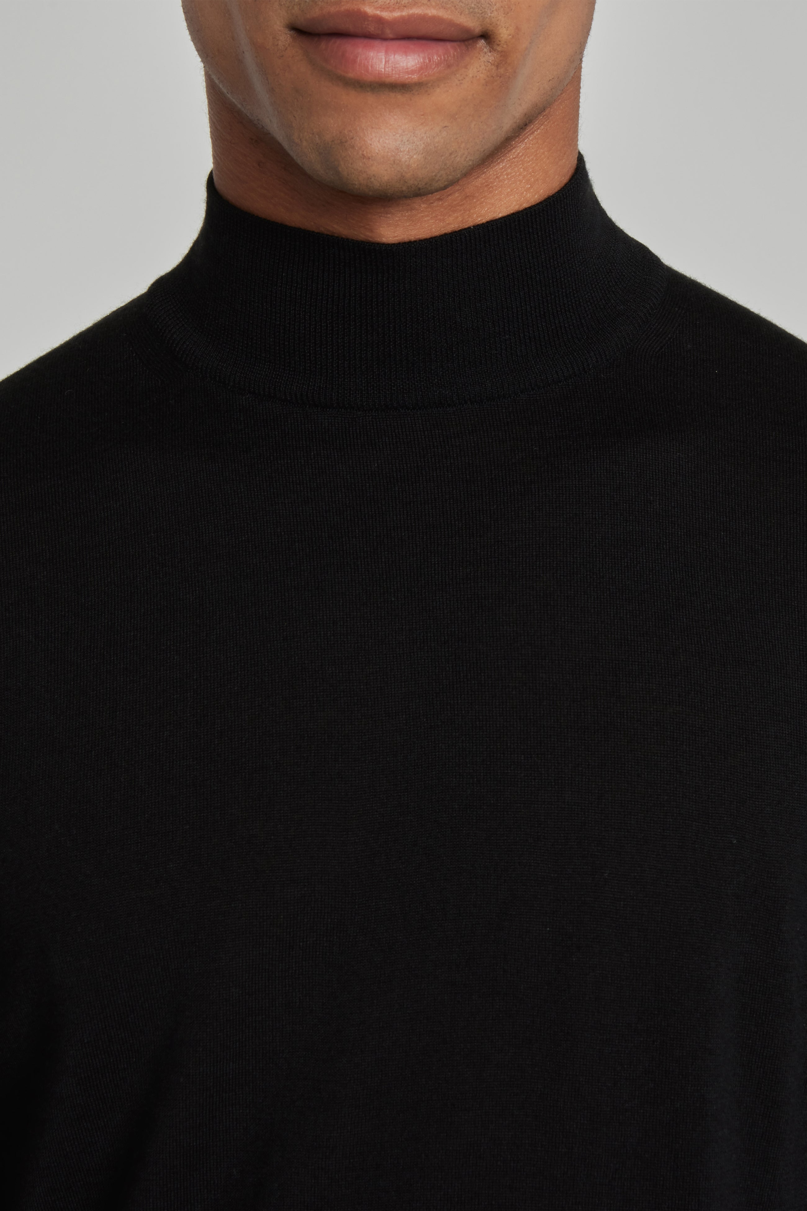 Alt view 1 Beaudry Wool, Silk and Cashmere Mock Neck Sweater in Black