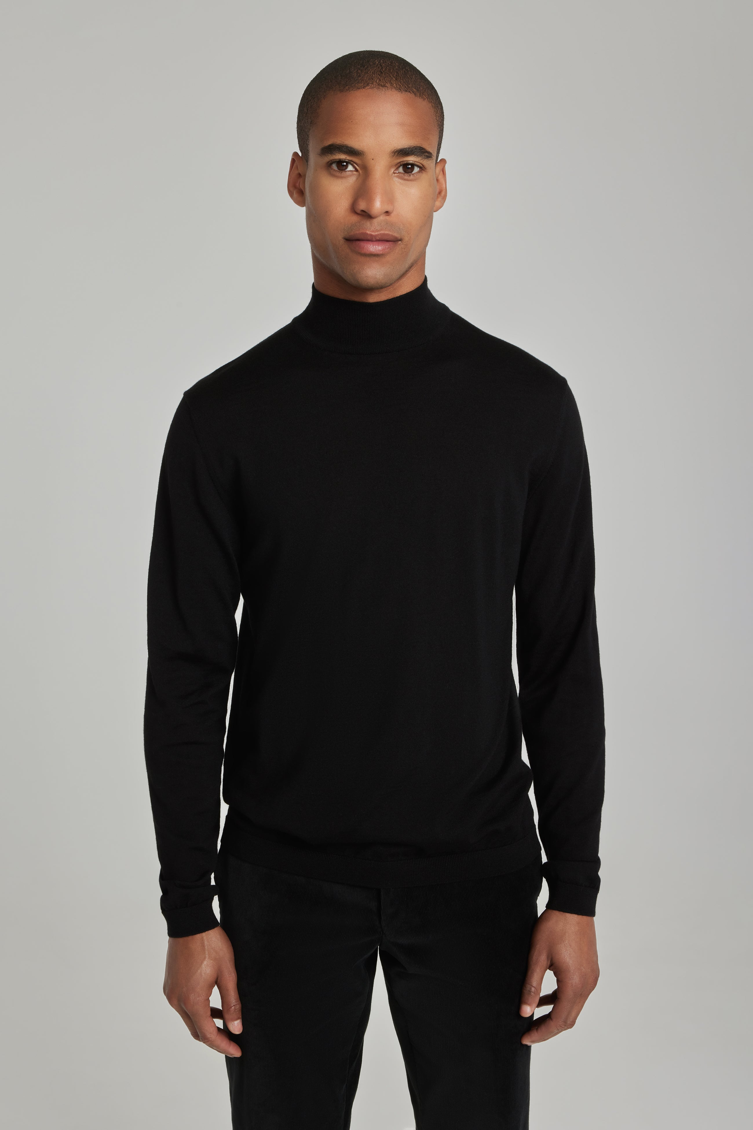 Alt view Beaudry Wool, Silk and Cashmere Mock Neck Sweater in Black