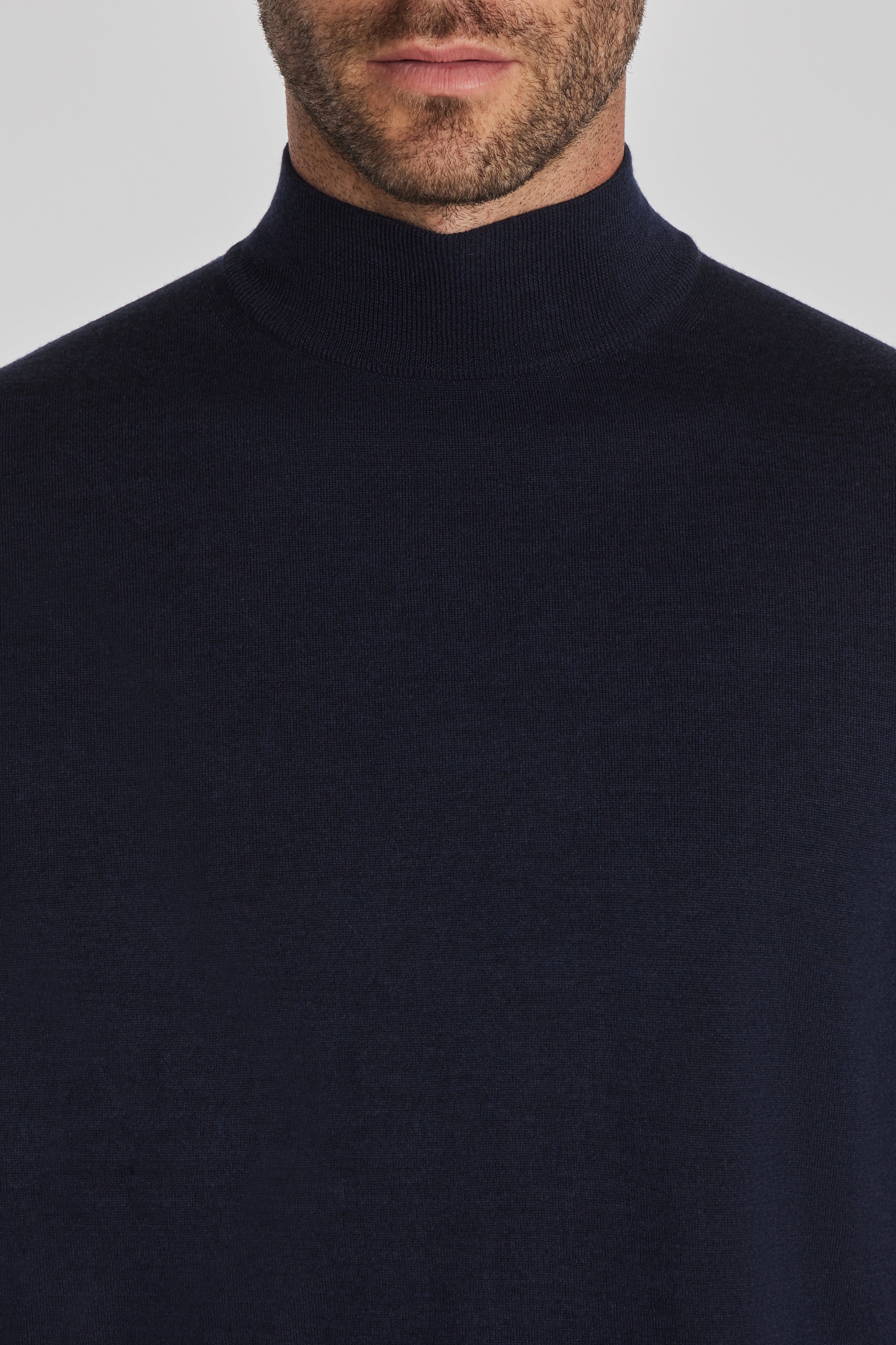 Alt view 1 Beaudry Wool, Silk and Cashmere Mock Neck Sweater in Navy