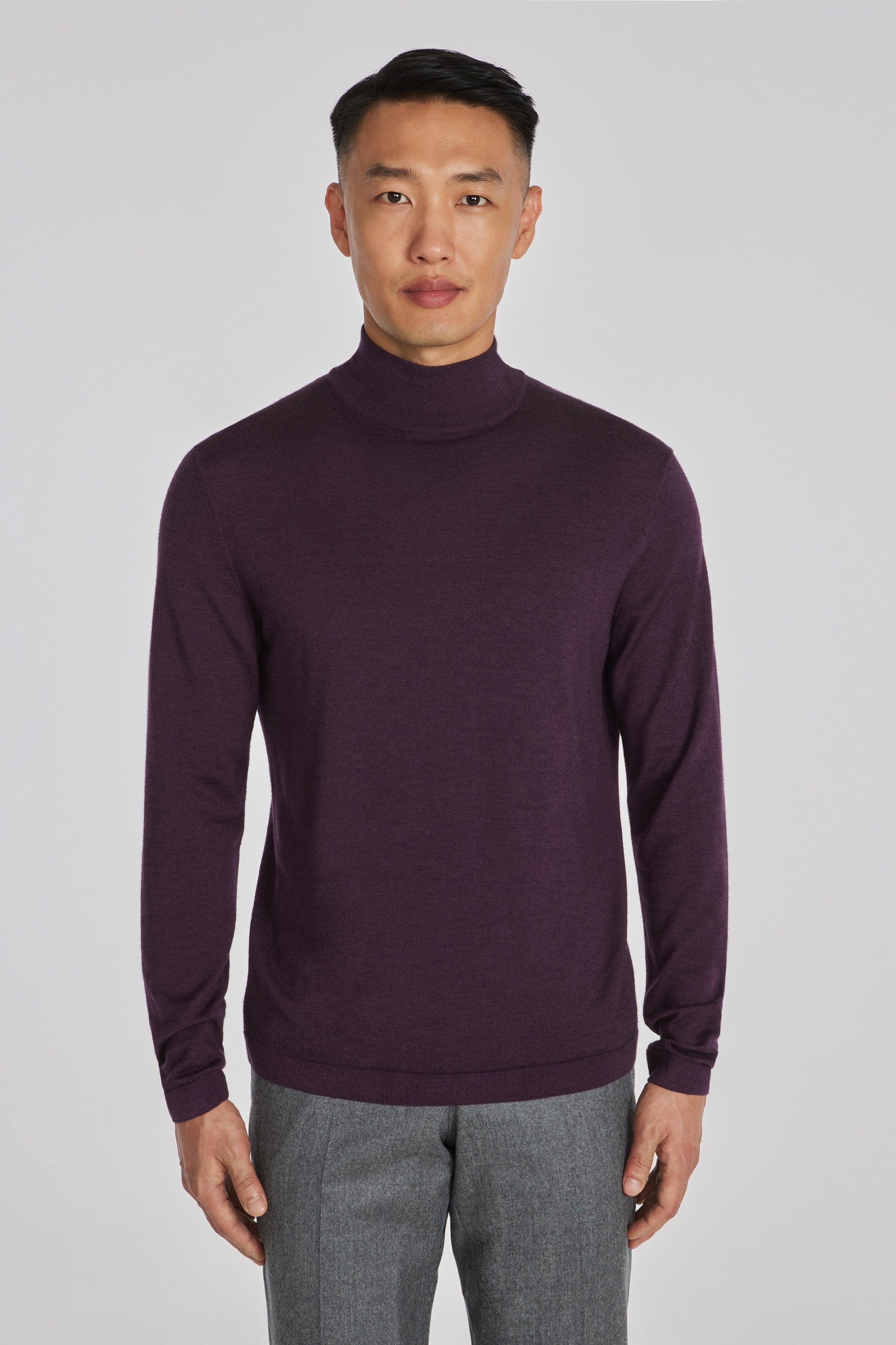 Alt view Beaudry Wool, Silk and Cashmere Mock Neck Sweater in Plum