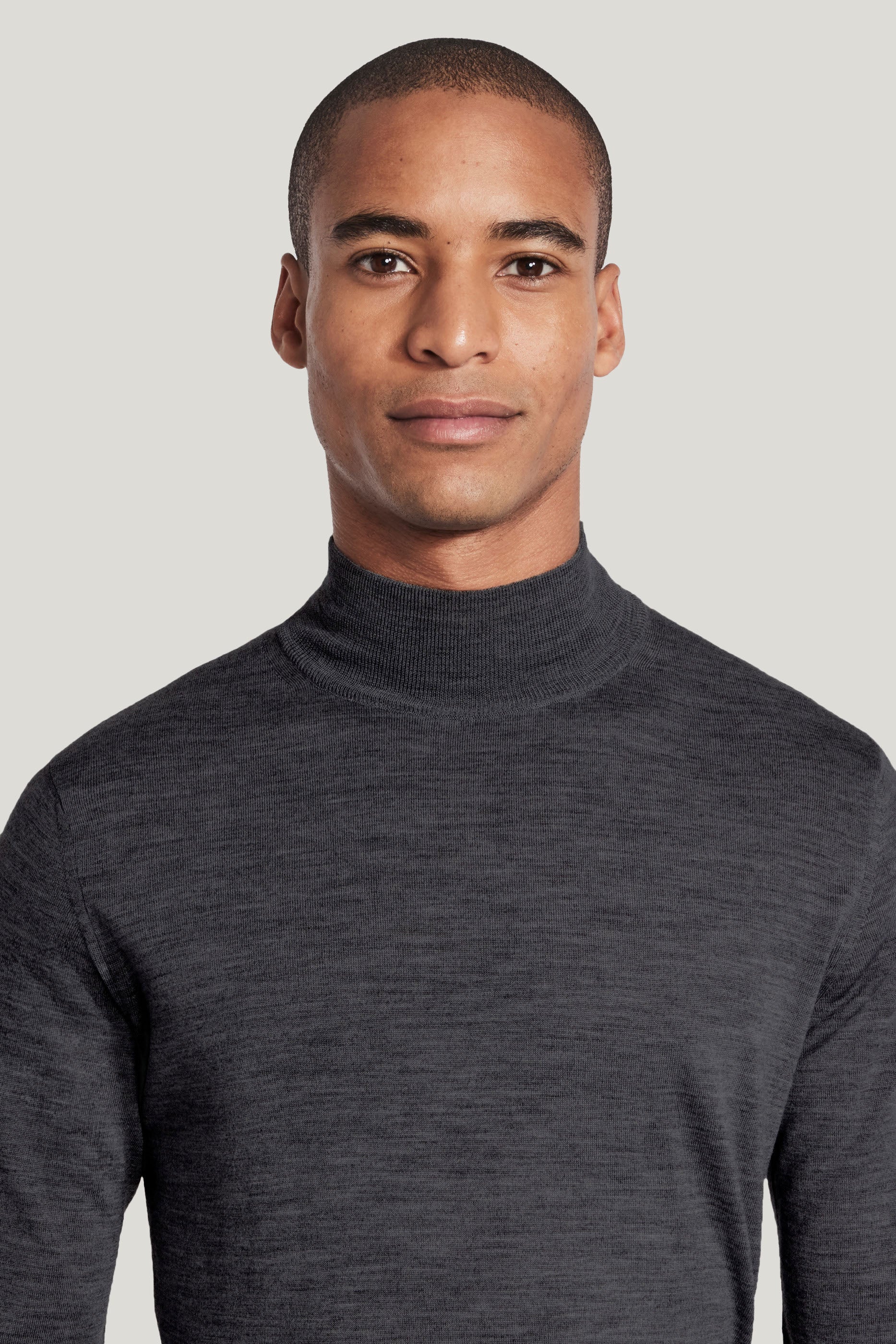 Charcoal Mock Neck Wool Silk and Cashmere Jack Victor