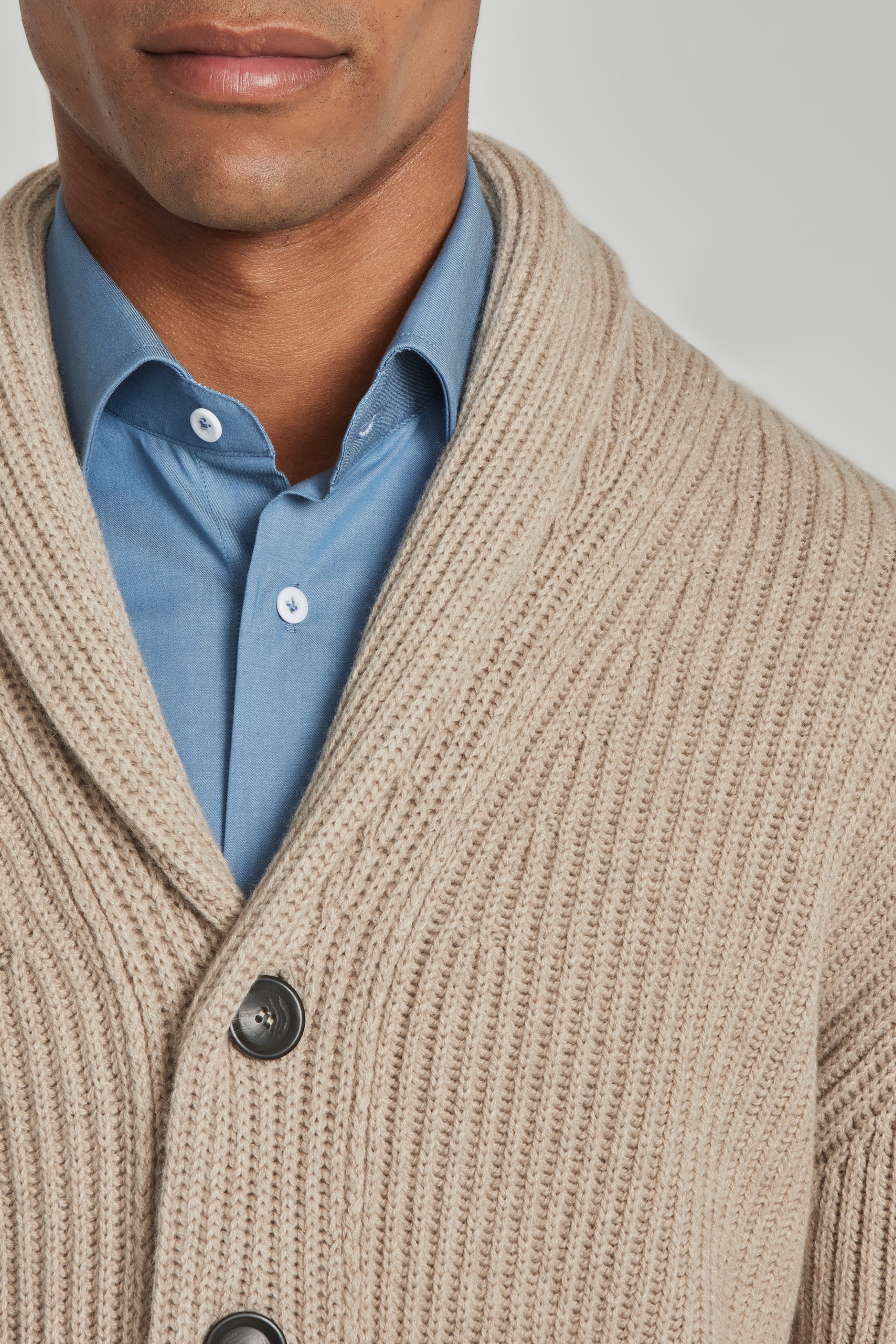Stayner Camel Solid Cashmere and Wool Shawl Cardigan