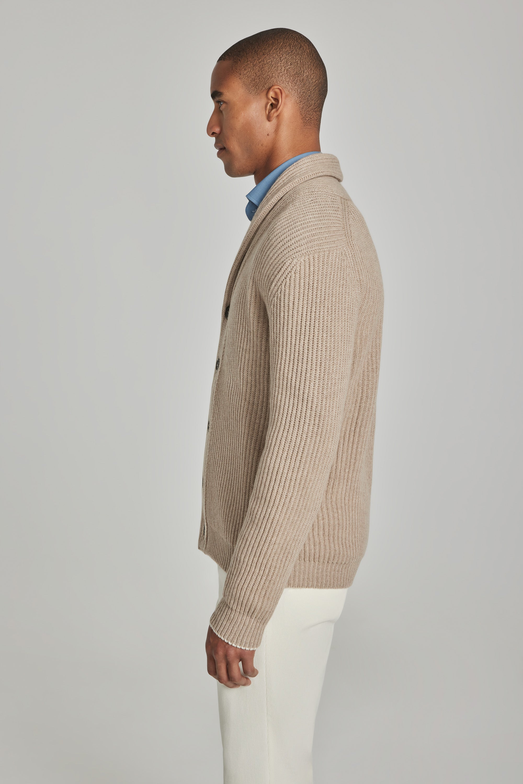 Alt view 2 Stayner Camel Solid Cashmere and Wool Shawl Cardigan