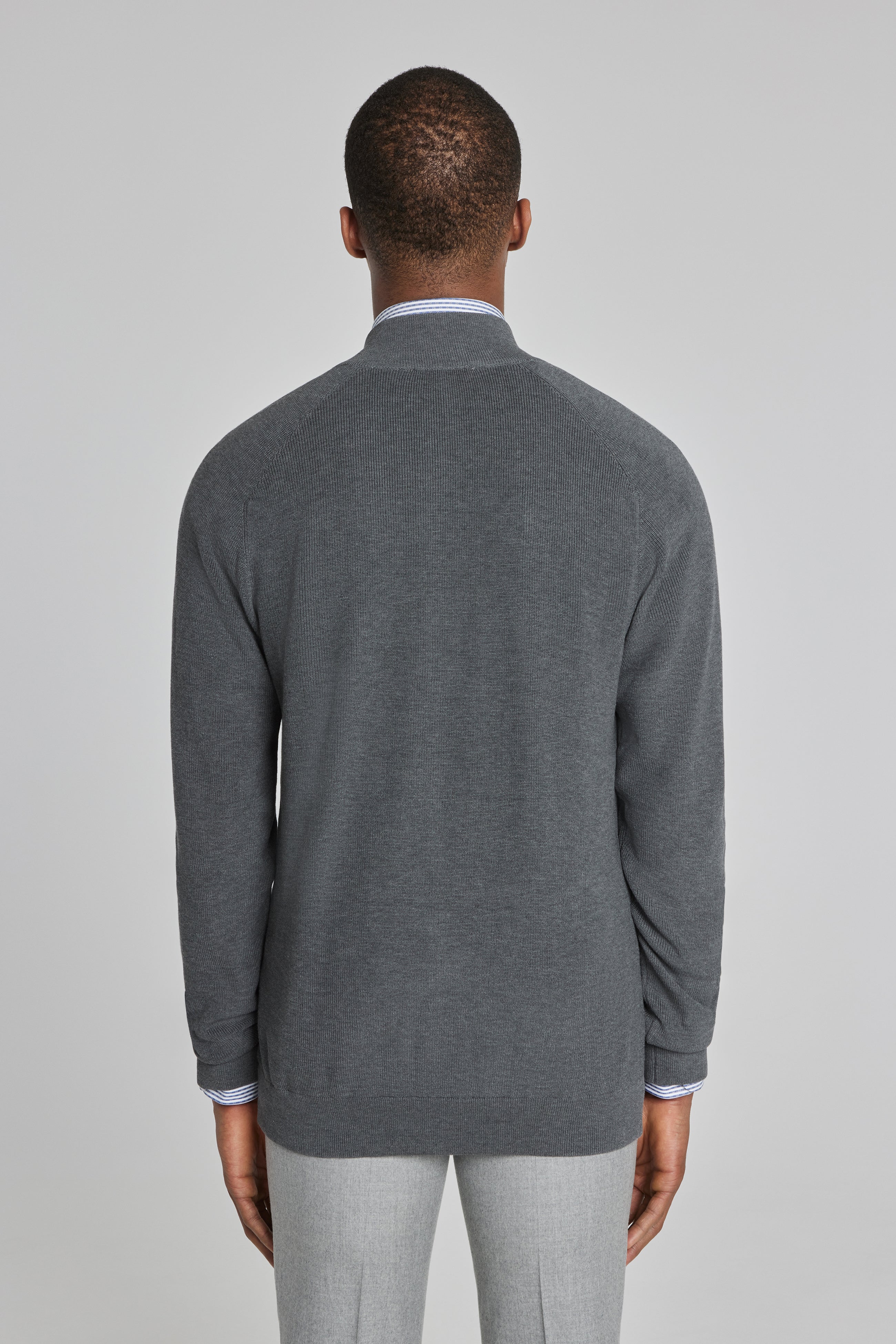 Alt view 5 Murray Solid Cotton and Silk Full Zip Sweater in Charcoal