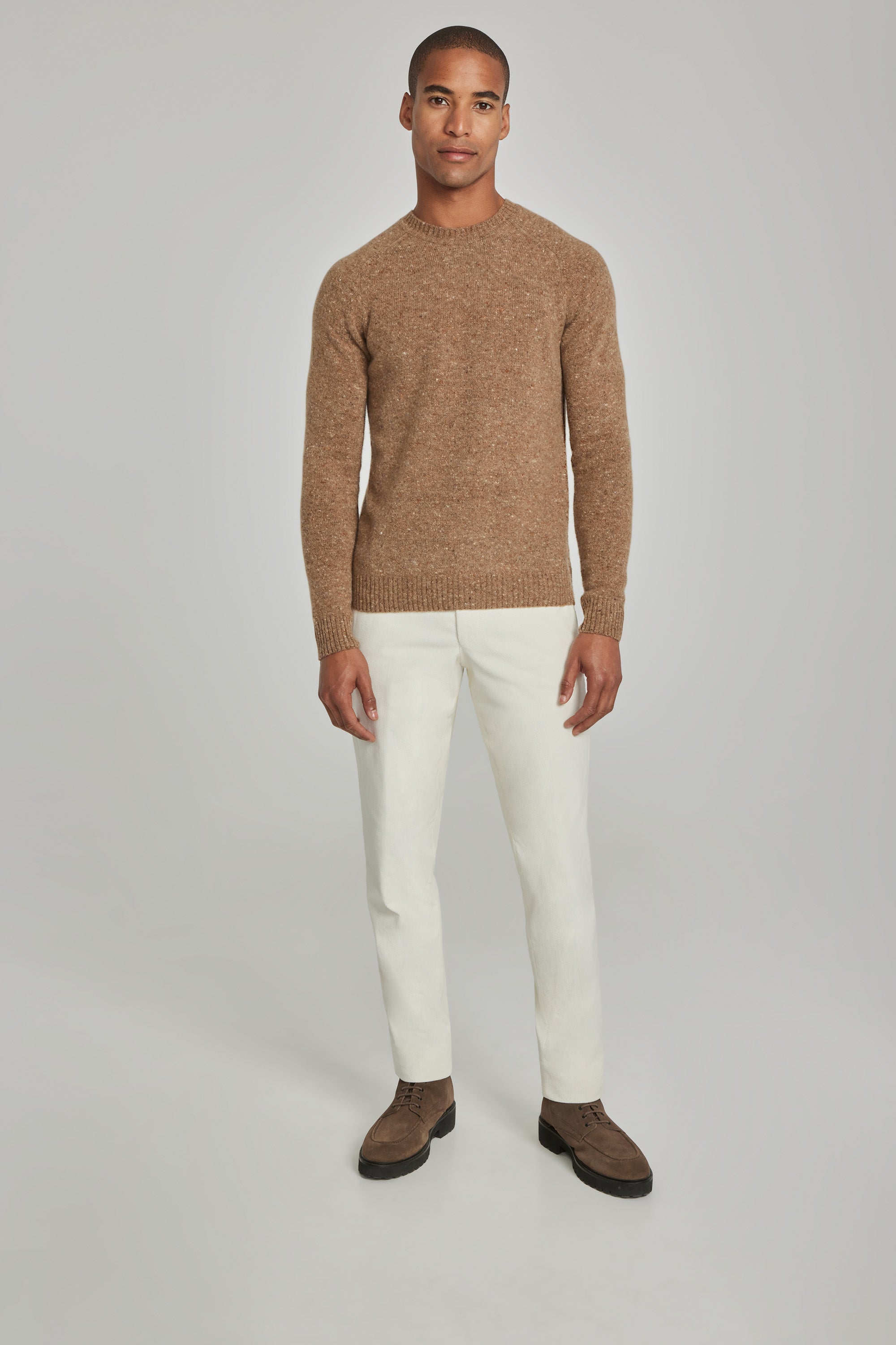 Canora Camel Donegal Lambswool and Cashmere Crew Neck