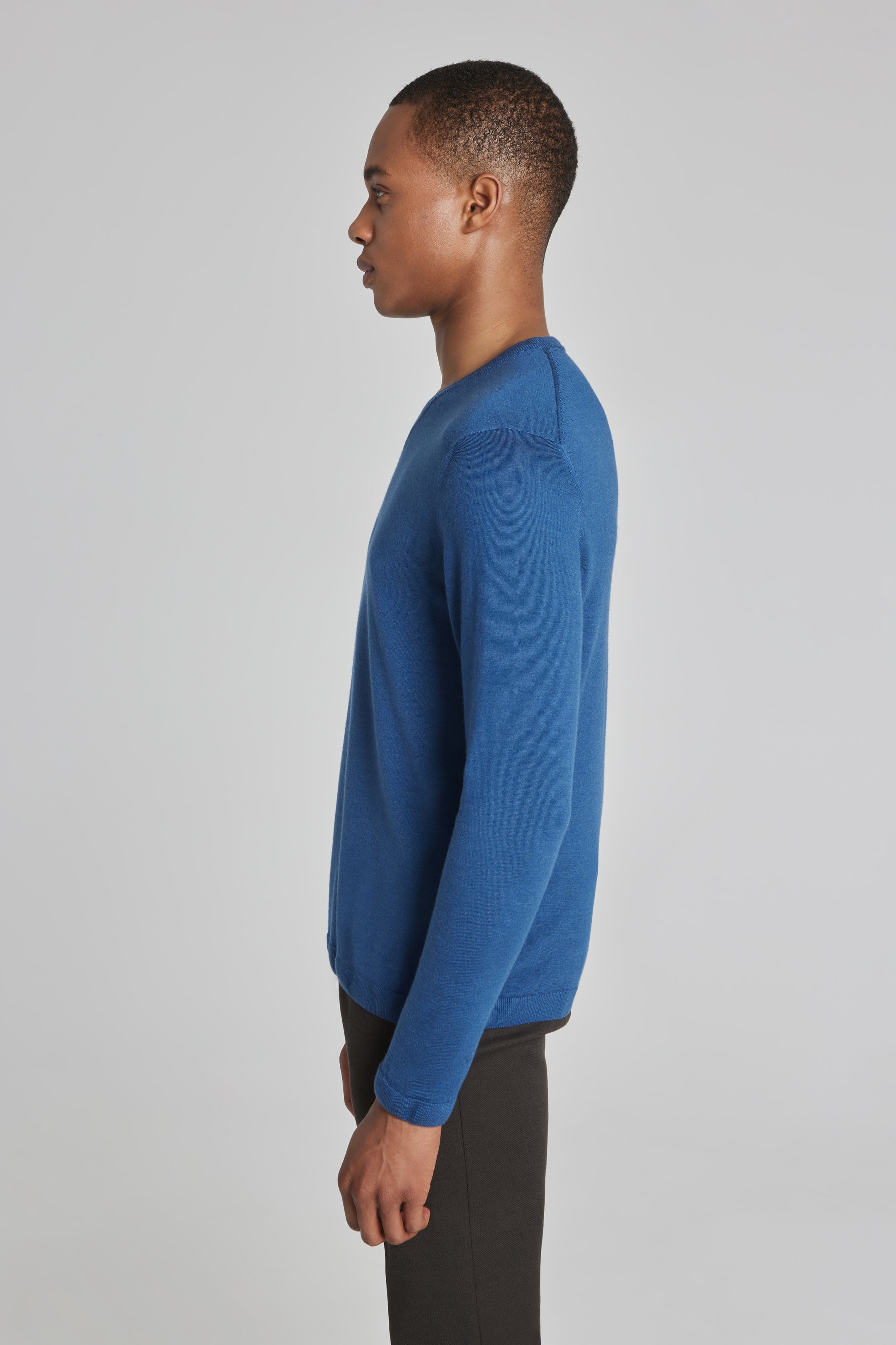 Ramezay Blue Wool, Silk and Cashmere V-Neck Sweater