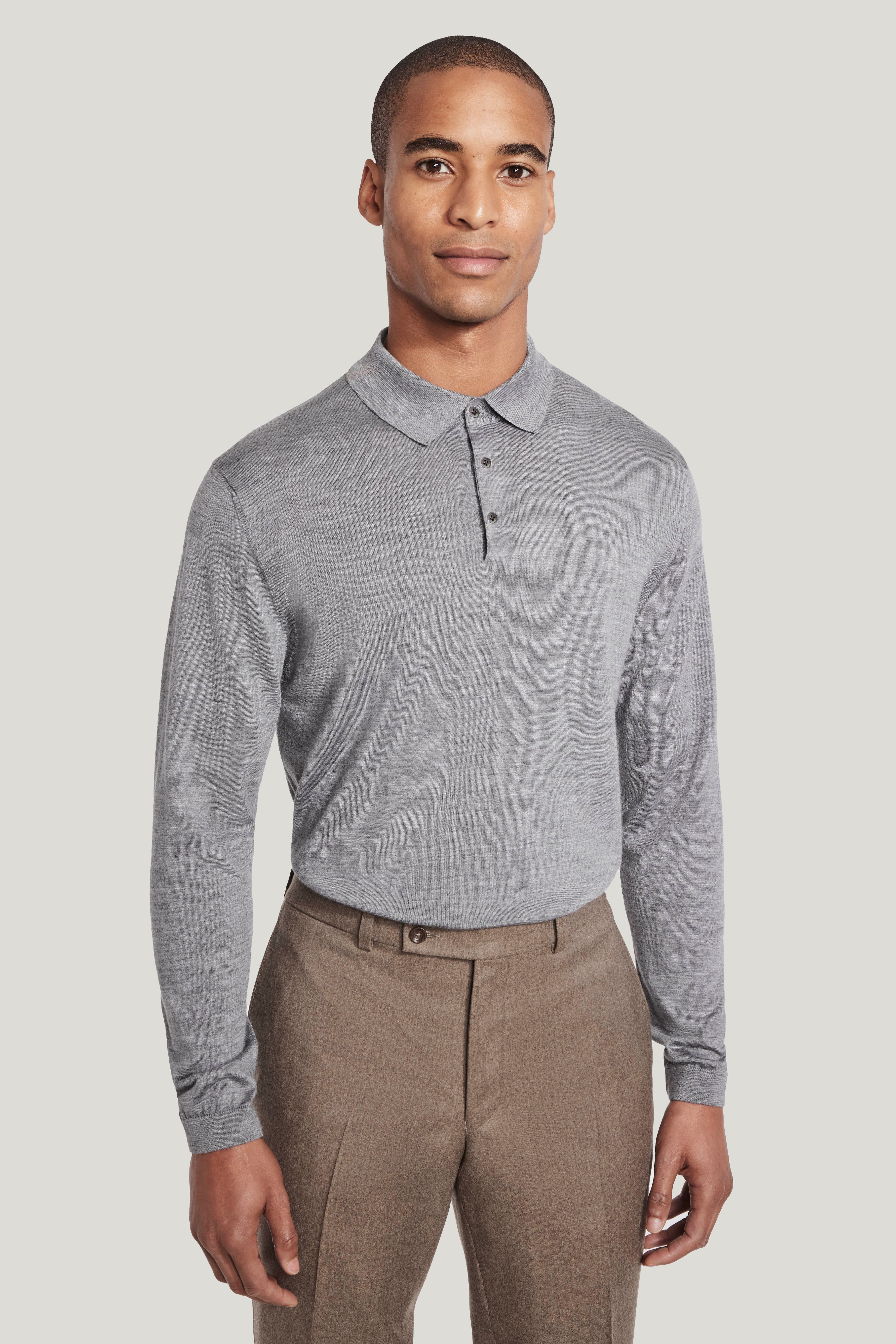 Alt view Grey Long-Sleeve Polo