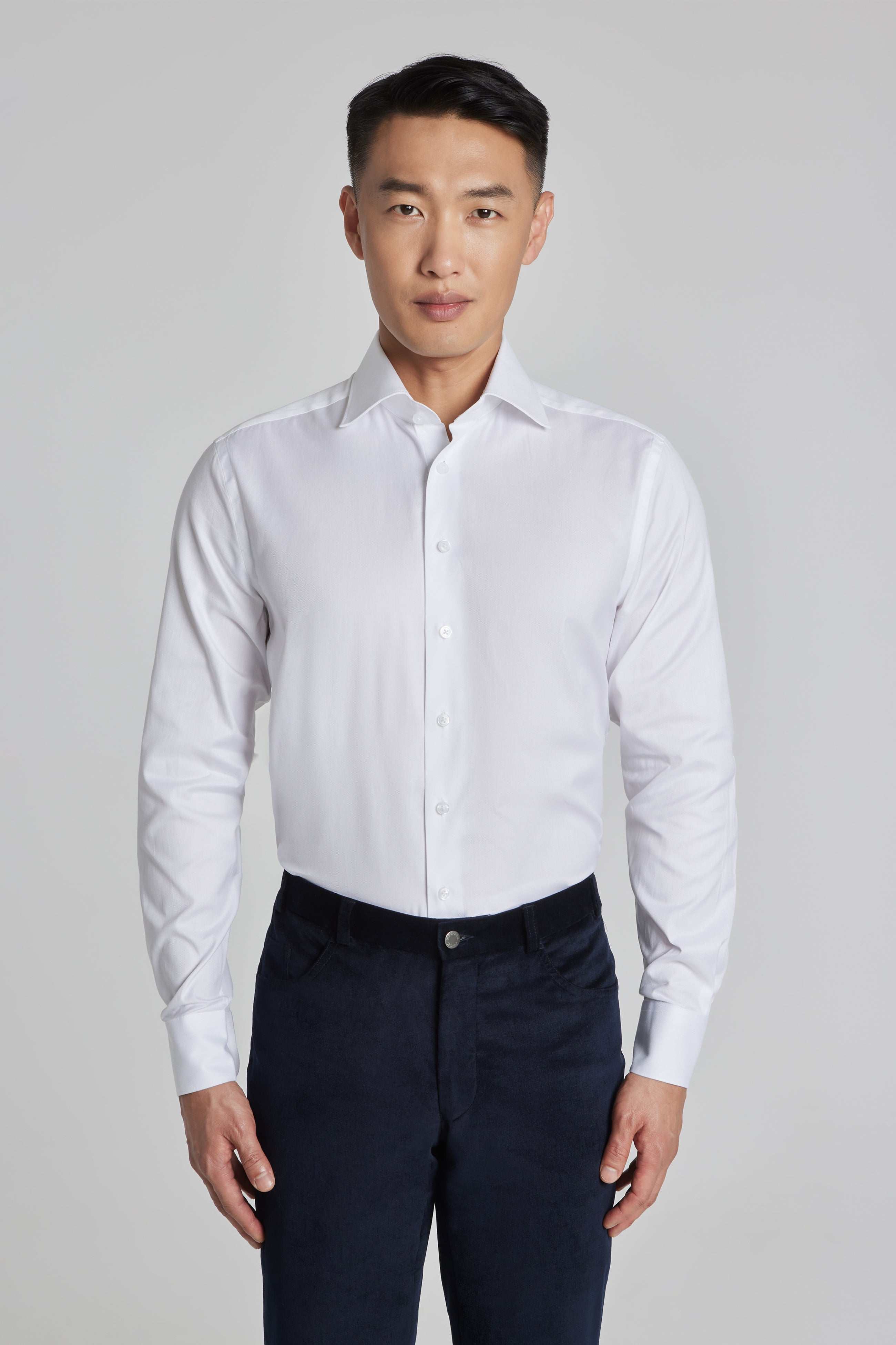 Image of Cotton Oxford Dress Shirt in White-Jack Victor