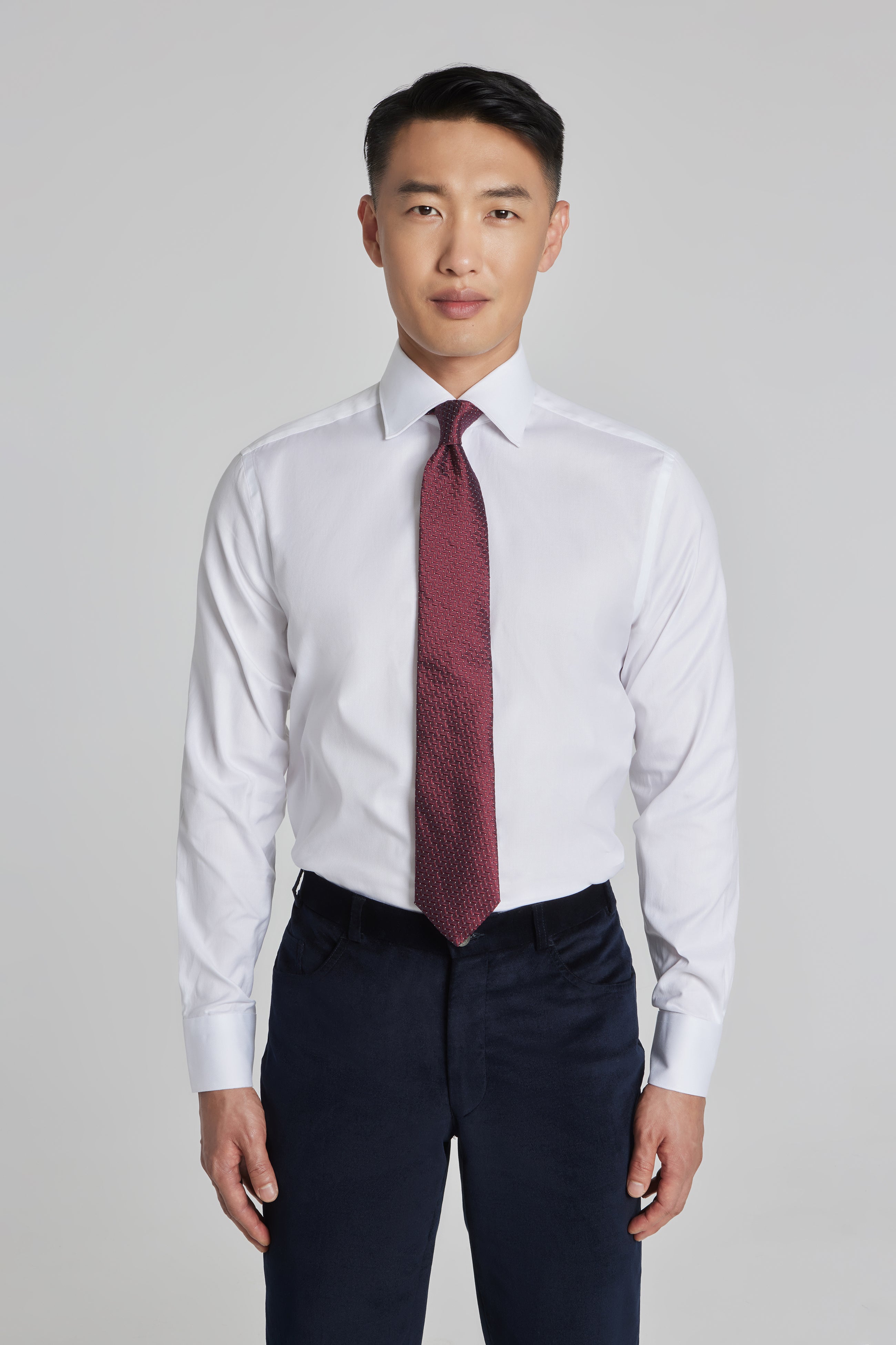 Image of Cotton Oxford Dress Shirt in White-Jack Victor