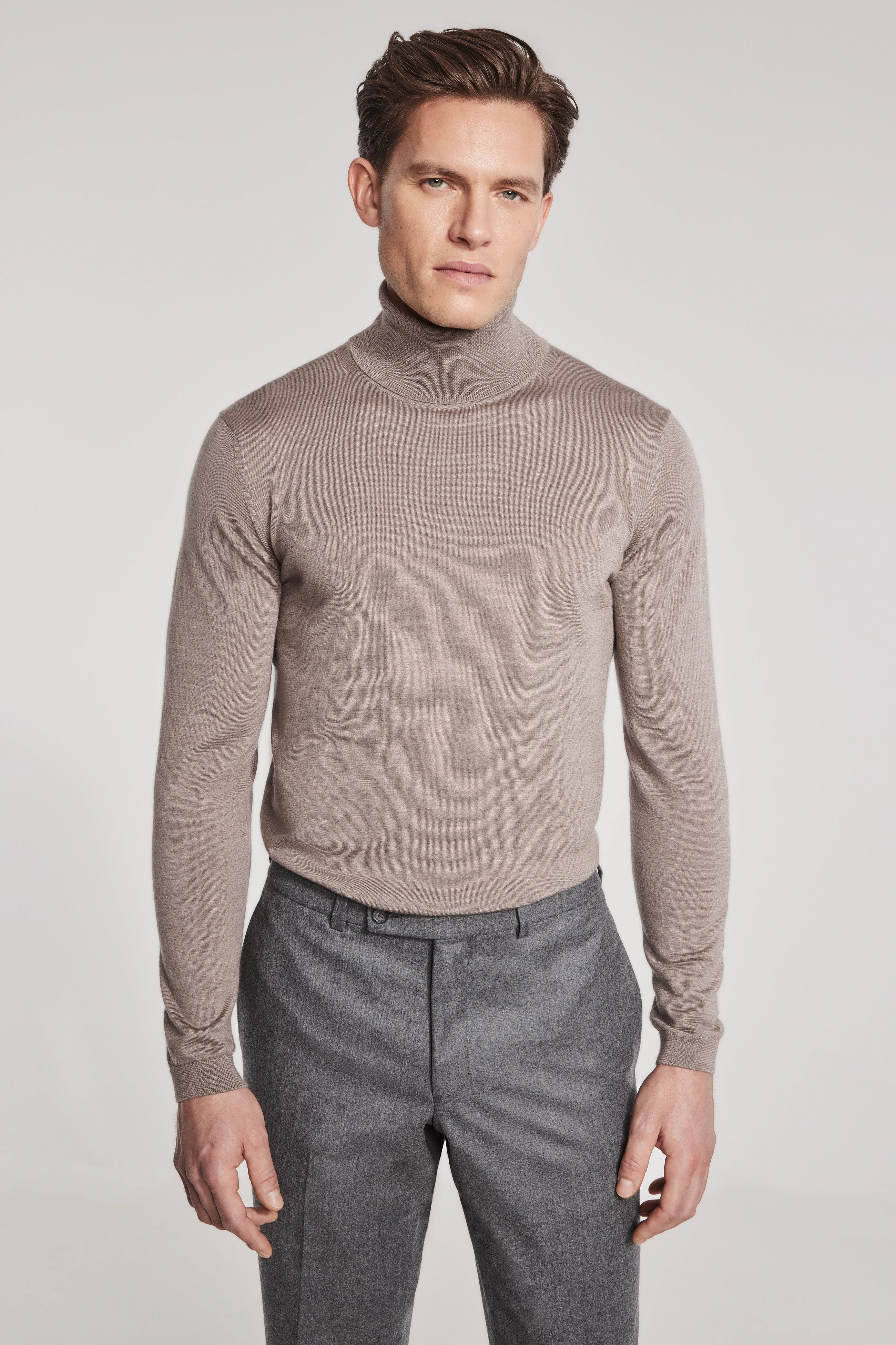 Alt view Tan Roll Neck