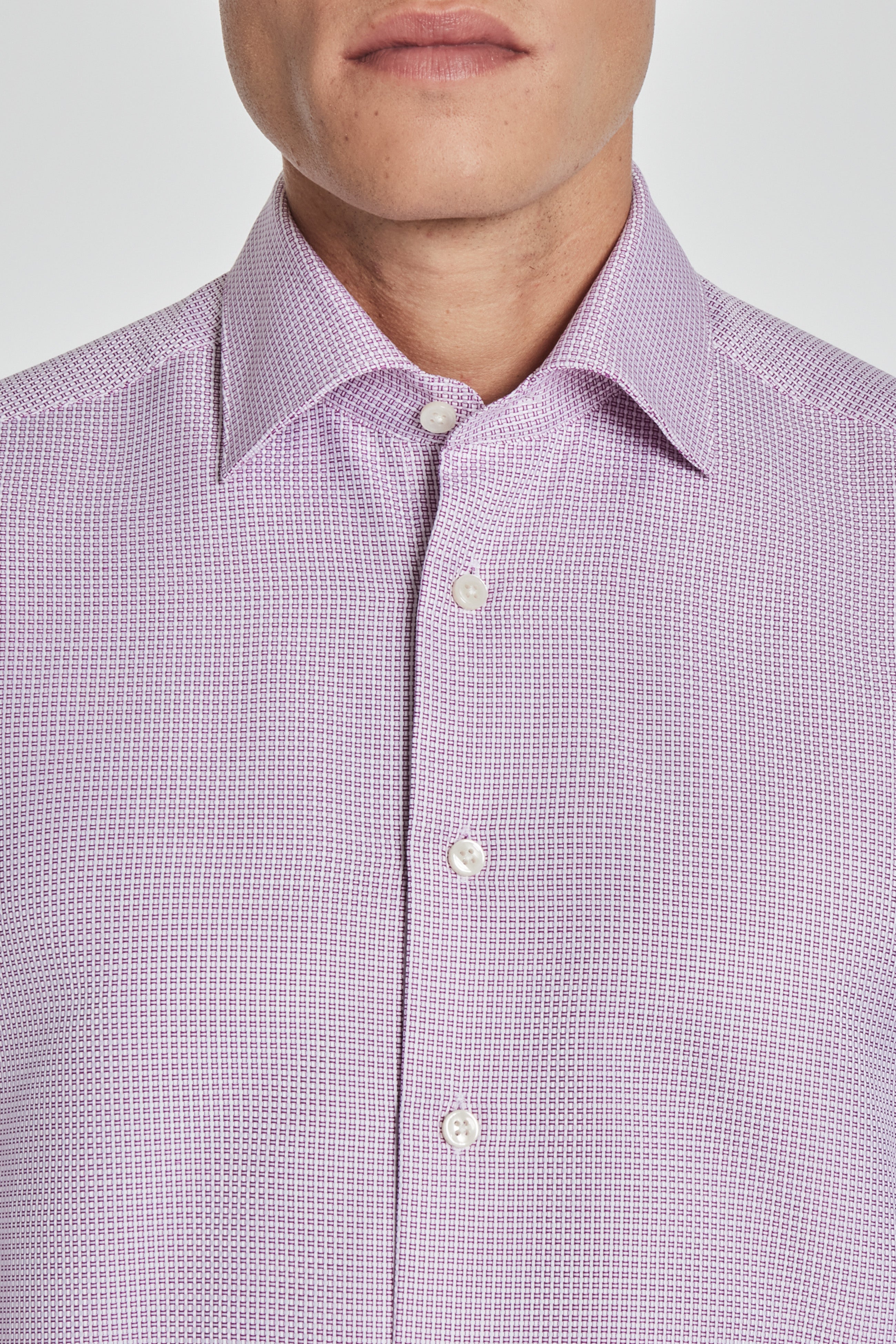 Alt view 2 Geometric Weave Cotton Dress Shirt in Purple