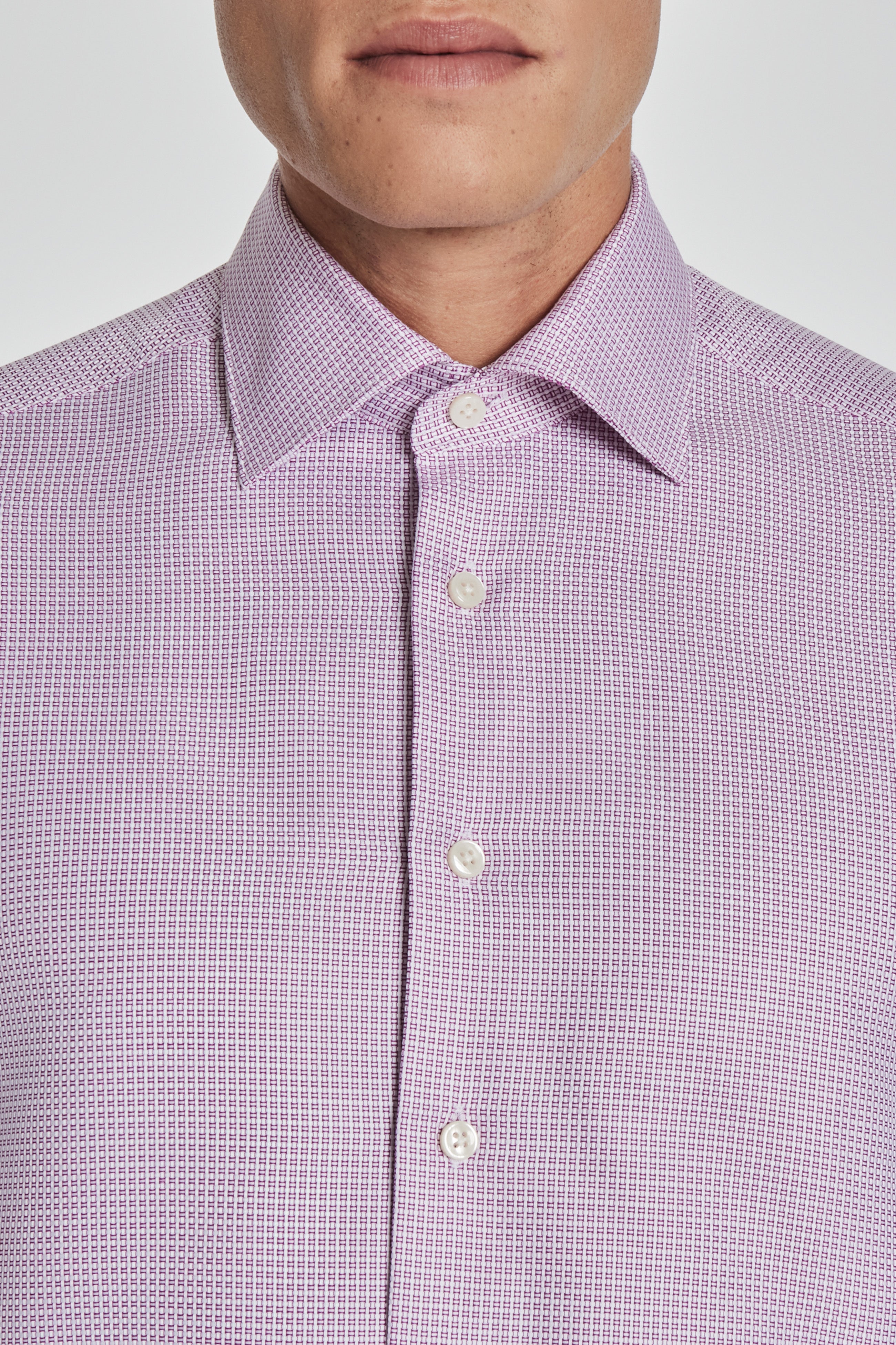 Alt view 8 Geometric Weave Cotton Dress Shirt in Purple