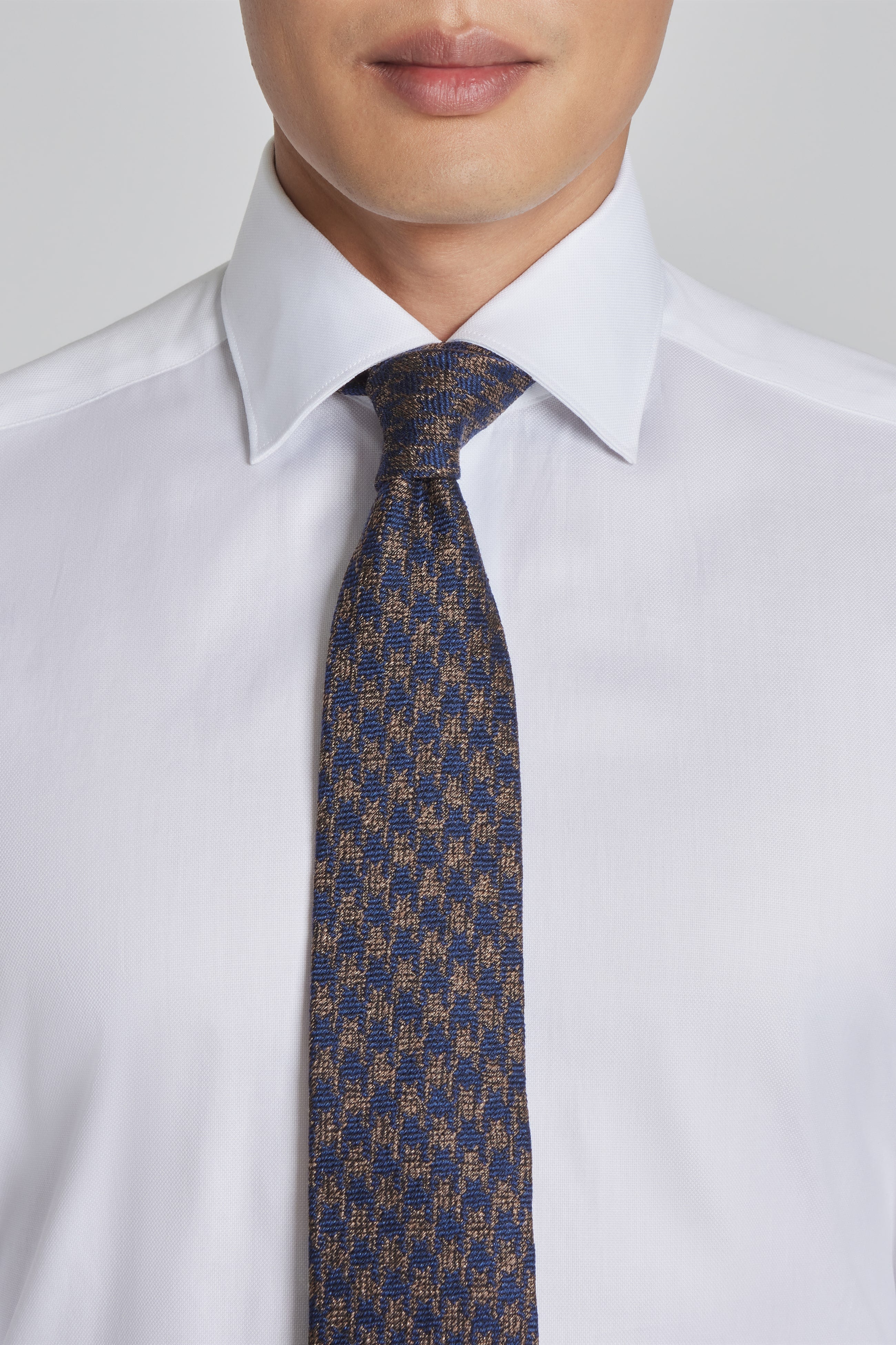 Brown Noble Houndstooth Woven Tie