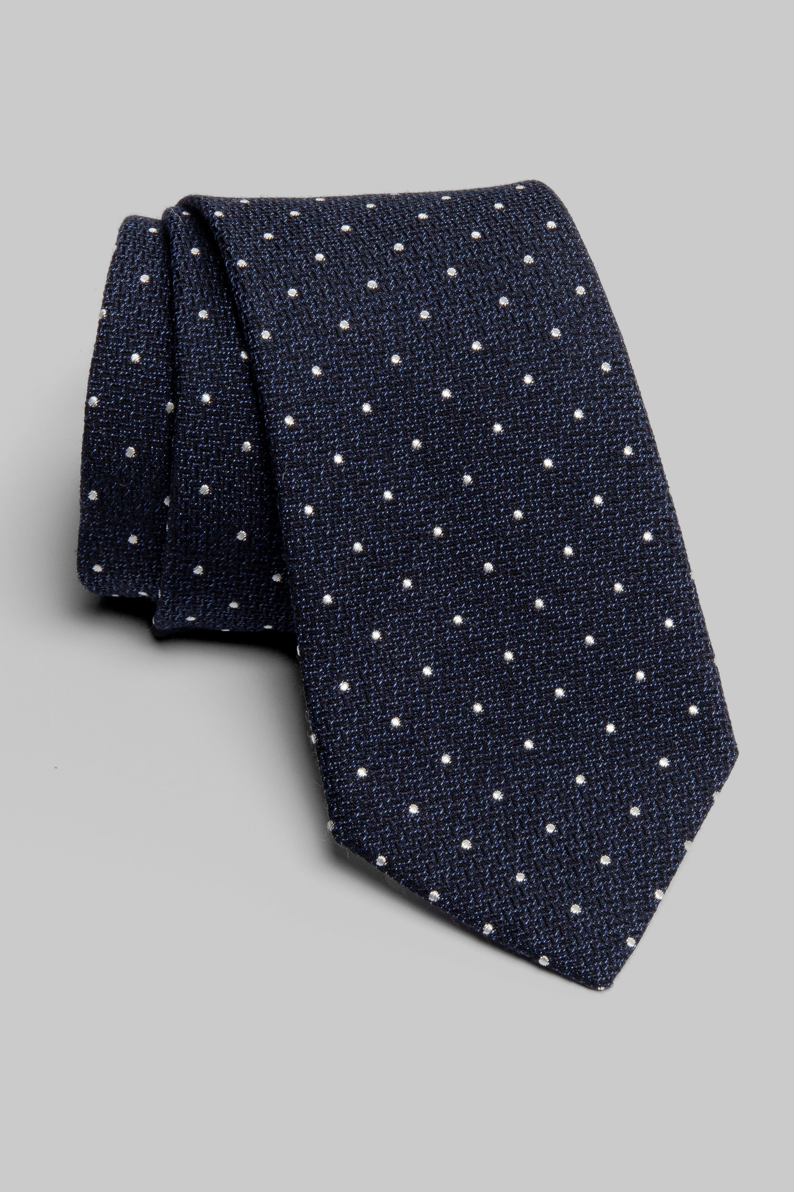Navy Pindot Woven Tie